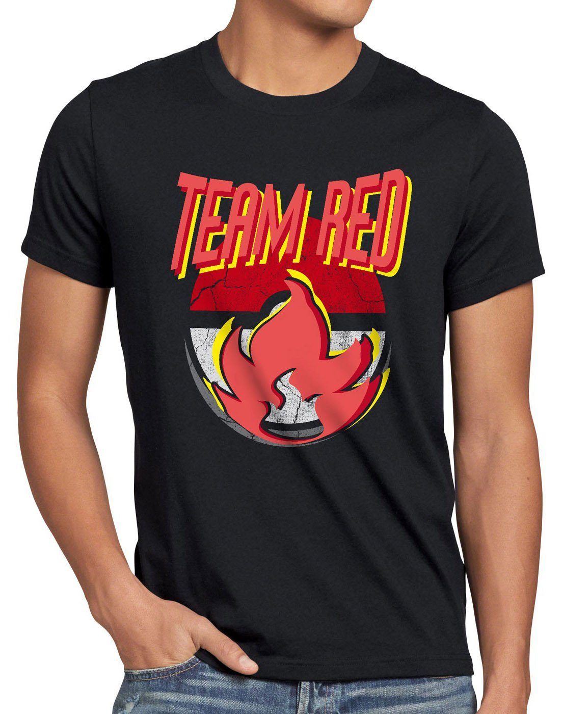 style3 Print-Shirt Herren T-Shirt Team Red Rot Wagemut Feuer Valor poke go pokeball arena game stop