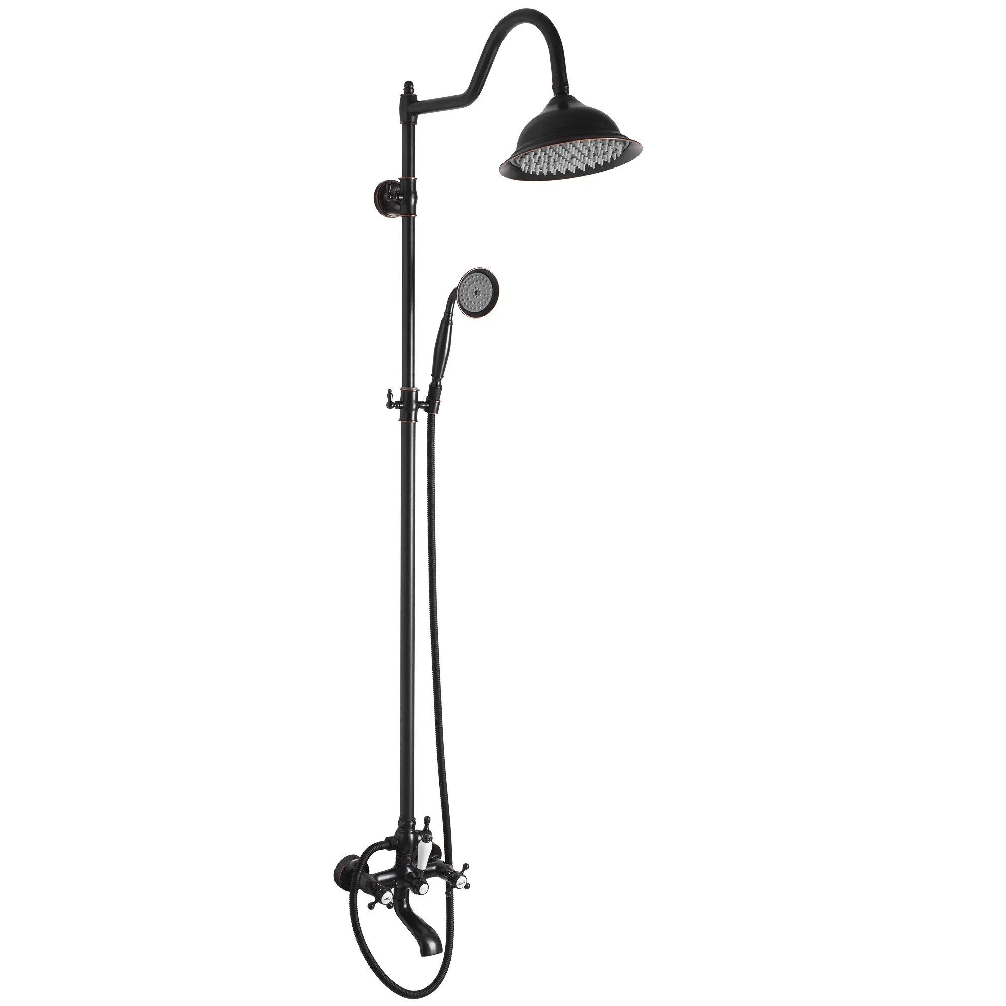 wohnwerk.idee Duschsystem Dusche Antik Retro Gold Matt Schwarz Regendusche mit Handbrause