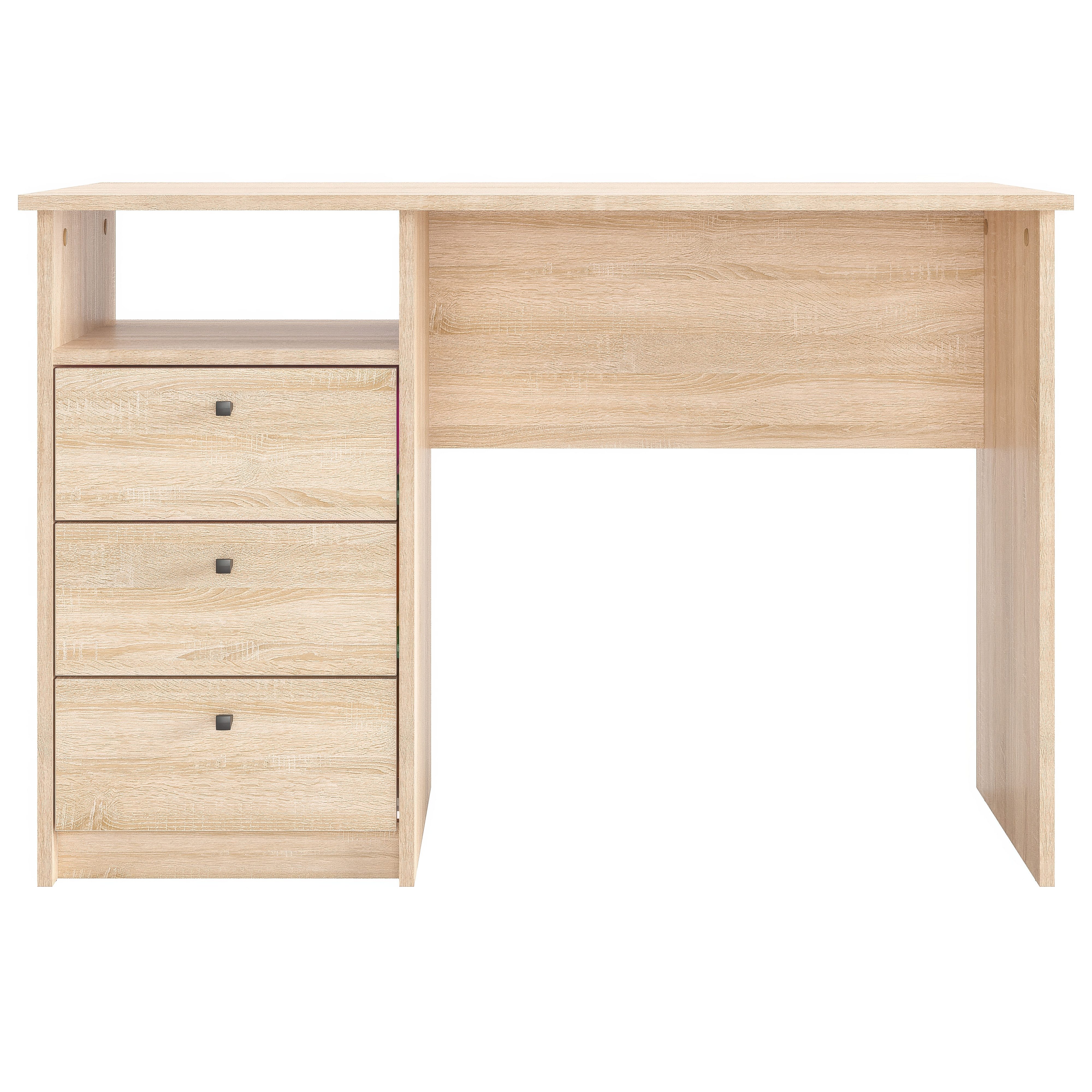 KOMTO Schreibtisch Oslo 110 H Griffe Computertisch Klein Arbeitstisch mit Schubladen, Büro PC-Tisch Kinderschreibtisch Schreibtisch 110 x 50 x 74 cm