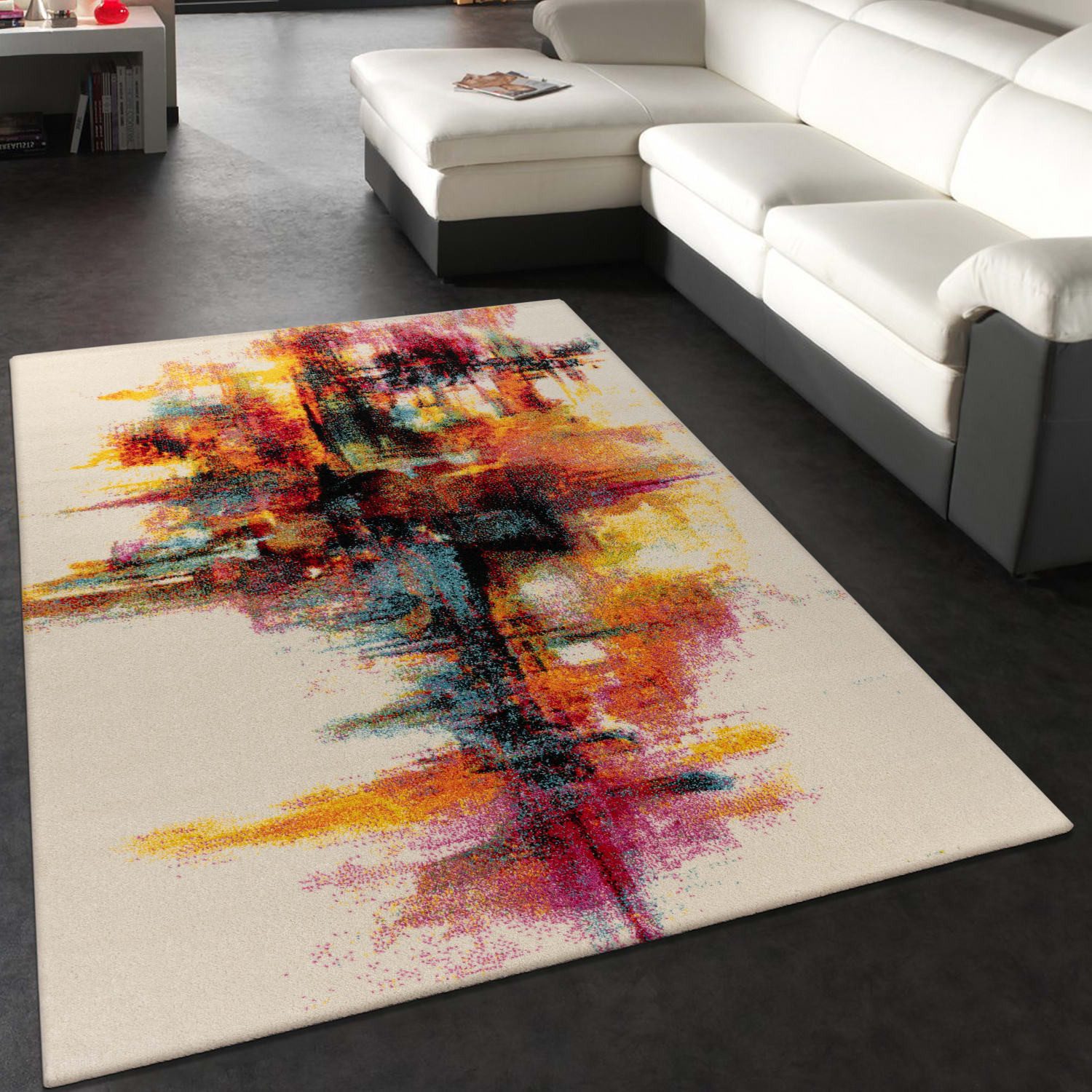 KADIMA DESIGN Teppich Abstrakt Wohnzimmer schmutzabweisend Teppich Kurzflor, Rechteckig, Höhe: 16 mm, Florhöhe: 12 mm, 100% Polypropylen, Rechteckig, 120x170cm, Mehrfarbig