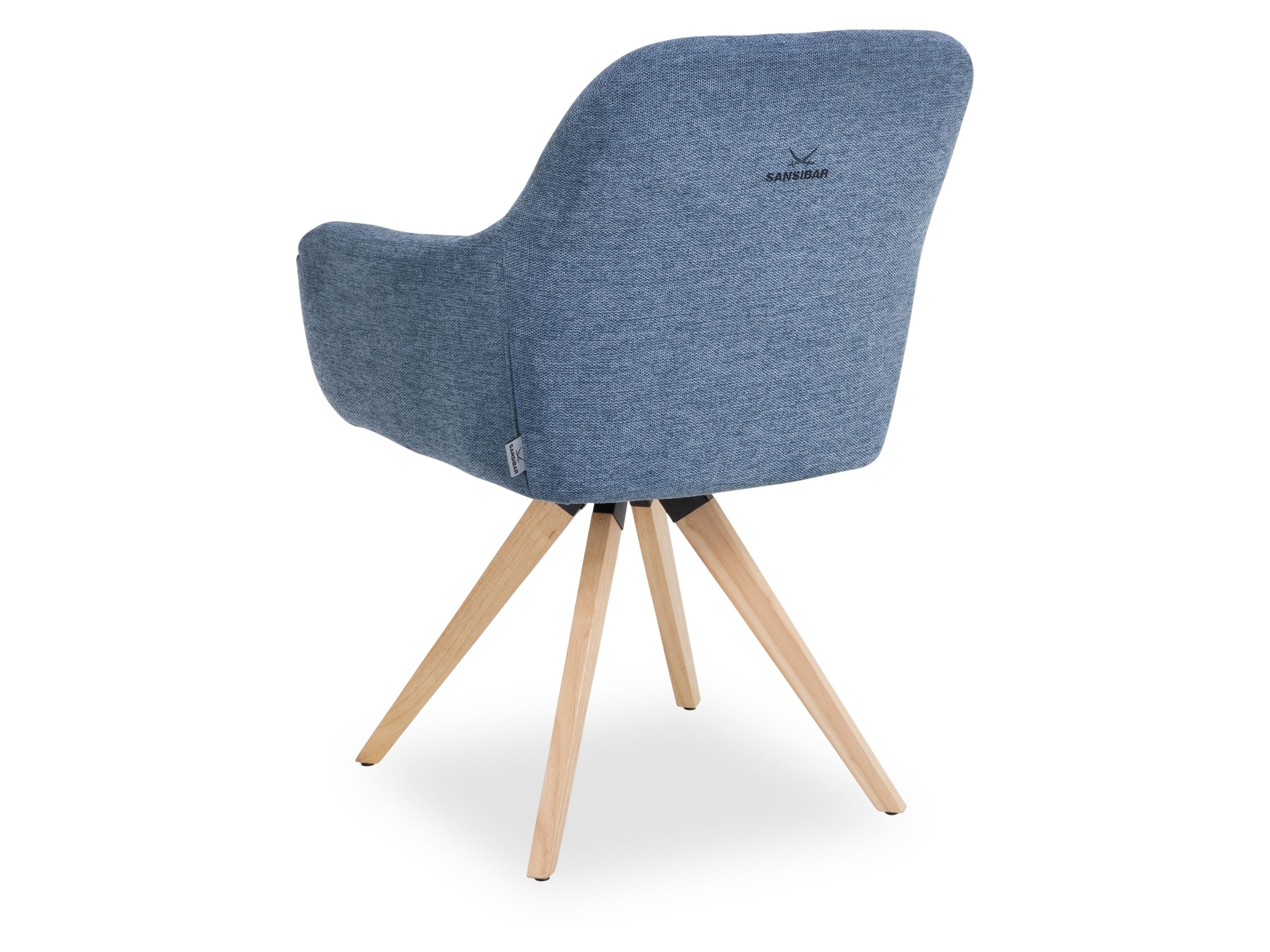 SANSIBAR LIVING Esszimmerstuhl Polsterstuhl SANSIBAR SANDE BHT 60x89x62 cm blau Esszimmerstuhl