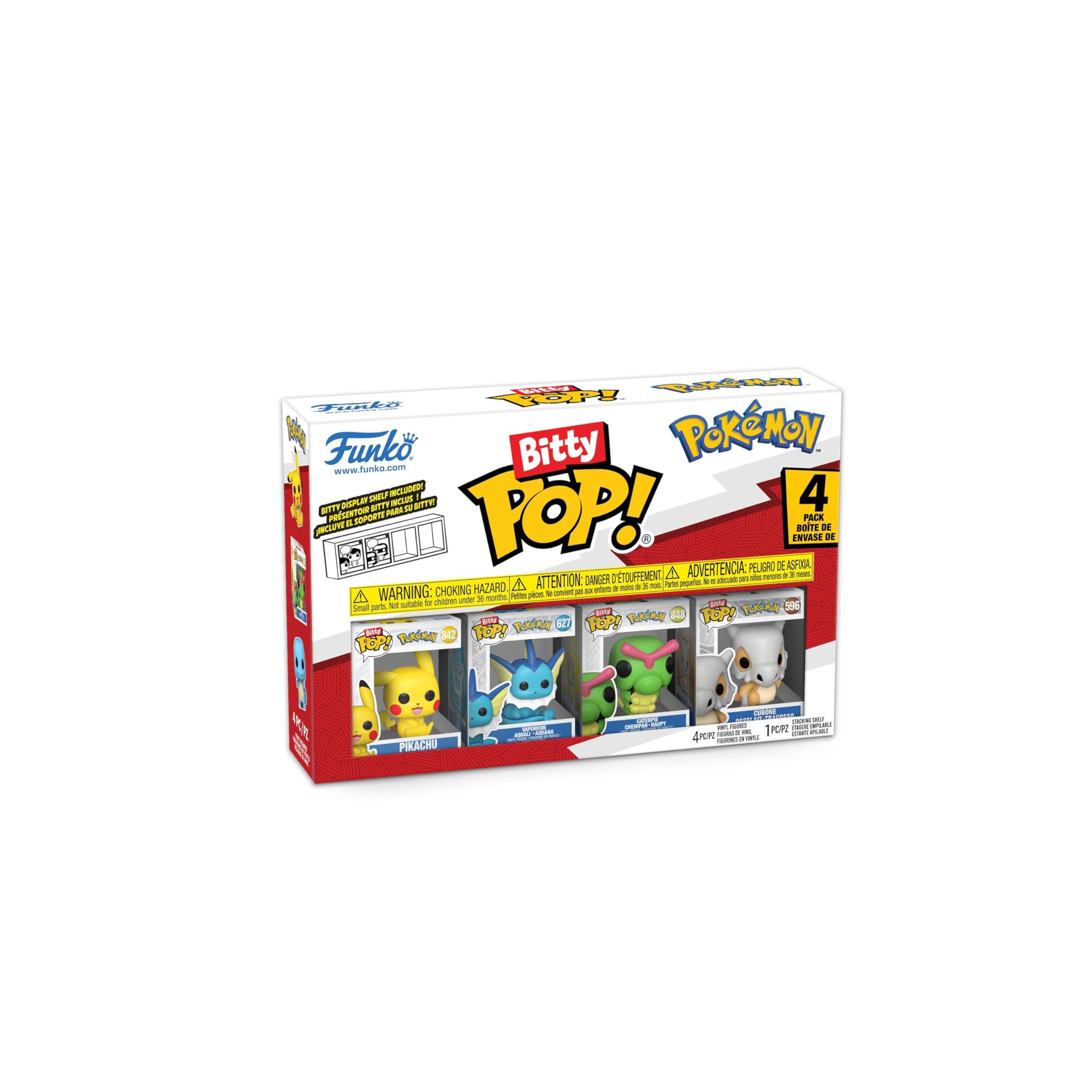 Funko Sammelfigur Pokémon Pikachu Aquana Raupy Bitty Pop! 4er (4 St), Bitty Pop! Mini-Figuren im 4er-Pack