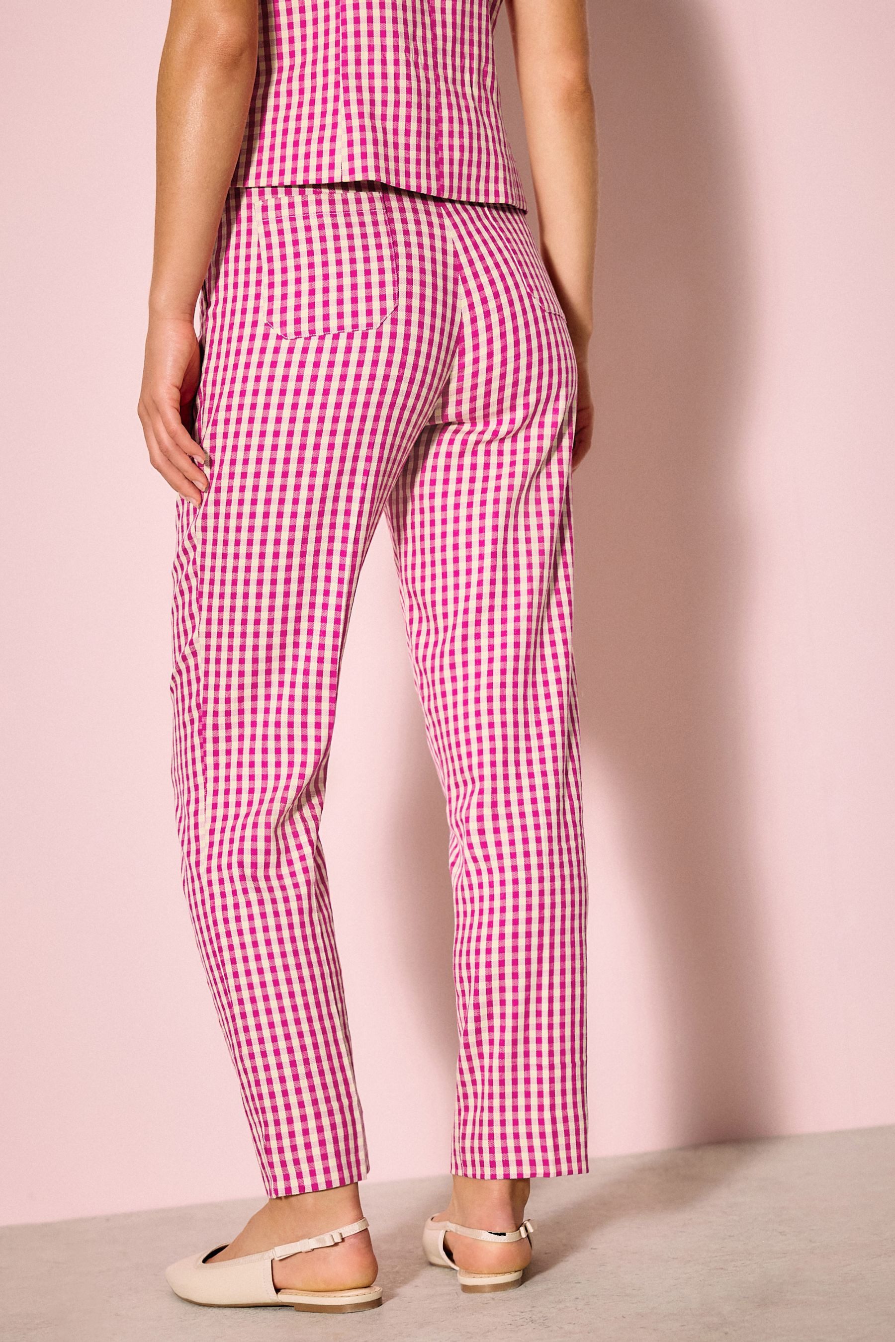 Next Leinenhose Hose mit geradem Bein, Vichykaros und Leinenanteil (1-tlg) günstig online kaufen