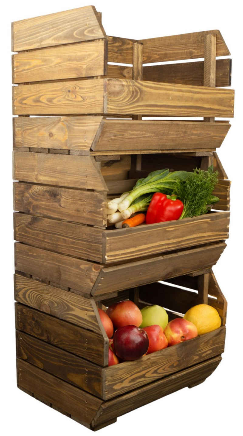 Kistenkolli Altes Land Allzweckkiste 3er Set Küchenregal 40x33x30 cm in palisander Gemüsekiste Obsthorde
