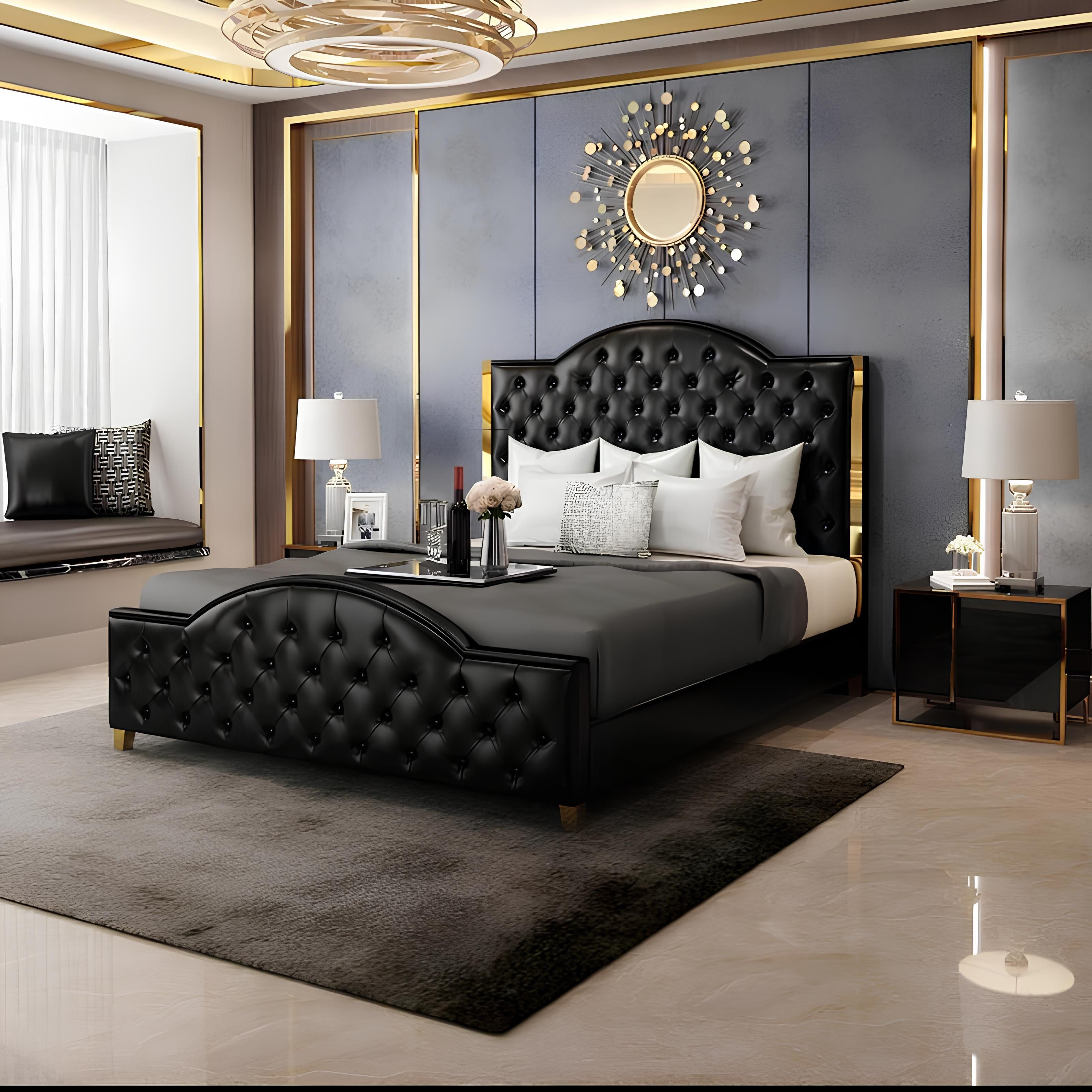 JVmoebel Schlafzimmer-Set Modernes Schlafzimmer Set in Weiß mit Lederakzenten und Holzdetails, (3-tlg., 3-teilig), Made in Europa