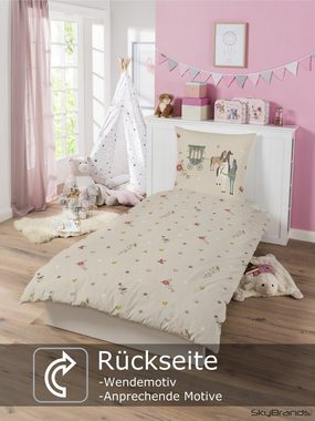 Jugendbettwäsche Bettwäsche Mädchen 135x200 Prinzessin Einhorn Kinder Bettwäsche, SkyBrands