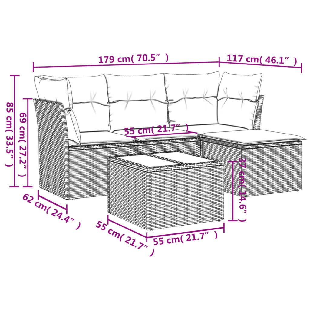 vidaXL Gartenlounge-Set 5-tlg. Garten-Sofagarnitur mit Kissen günstig online kaufen