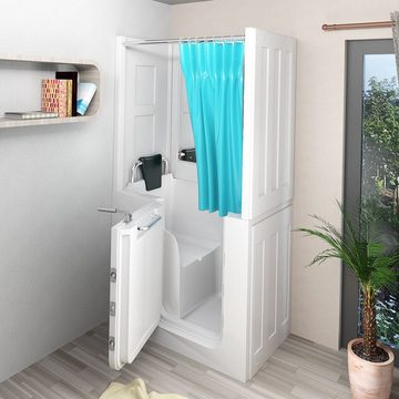 AcquaVapore Komplettdusche Seniorendusche Sitzwanne S08D-A 68x110x205, inklusive Duschwanne, Schnelle Reinigung, Nackenstütze, Überlauf Abfluss, Extra Tief