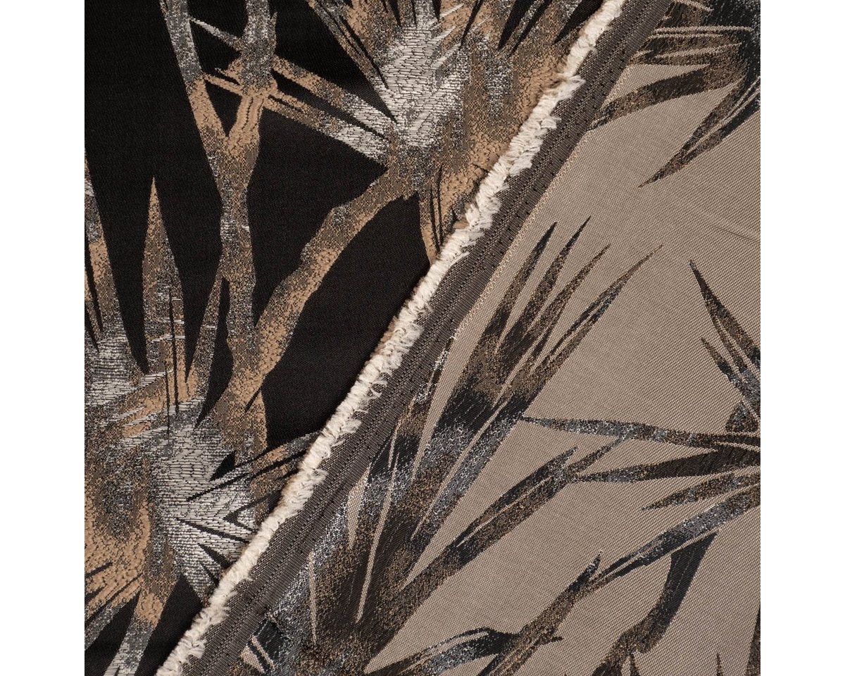 Thumbnail - SCHÖNER LEBEN. Stoff Dekostoff Jacquard Palmenblätter schwarz beige 137cm Breite