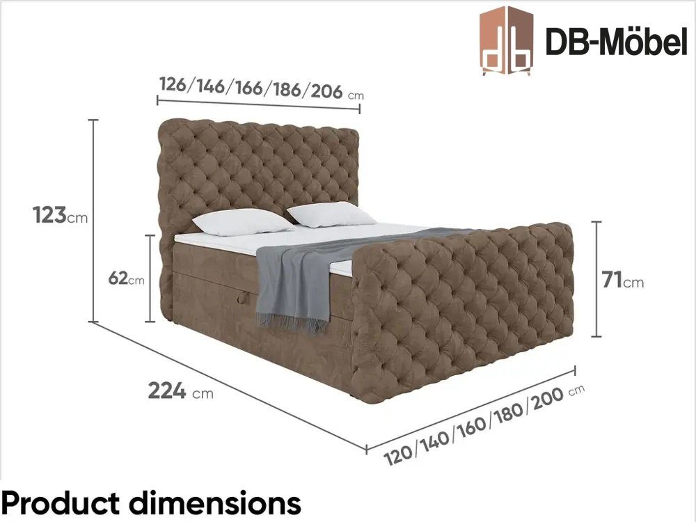 DB-Möbel Boxspringbett "RUBEN"mit Bettkasten - Gepolstert günstig online kaufen