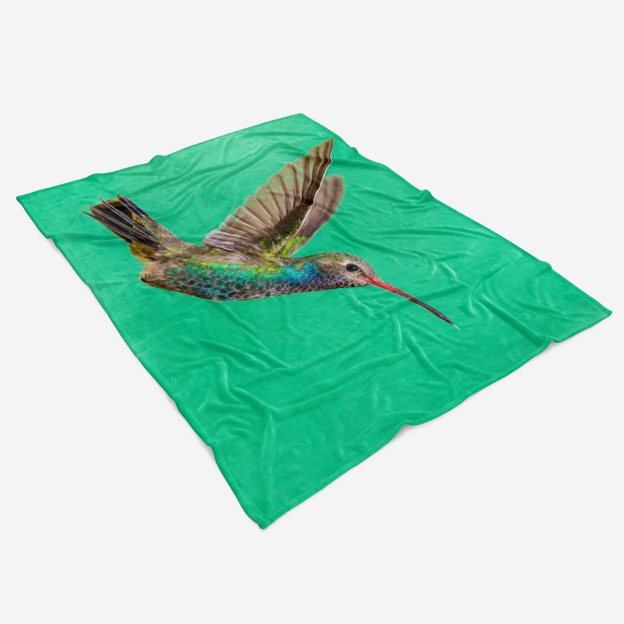 Sinus Art im Strandhandtuch Mo, Kuscheldecke Handtuch Kolibri Handtücher Baumwolle-Polyester-Mix (1-St), mit Tiermotiv Flug Handtuch Saunatuch