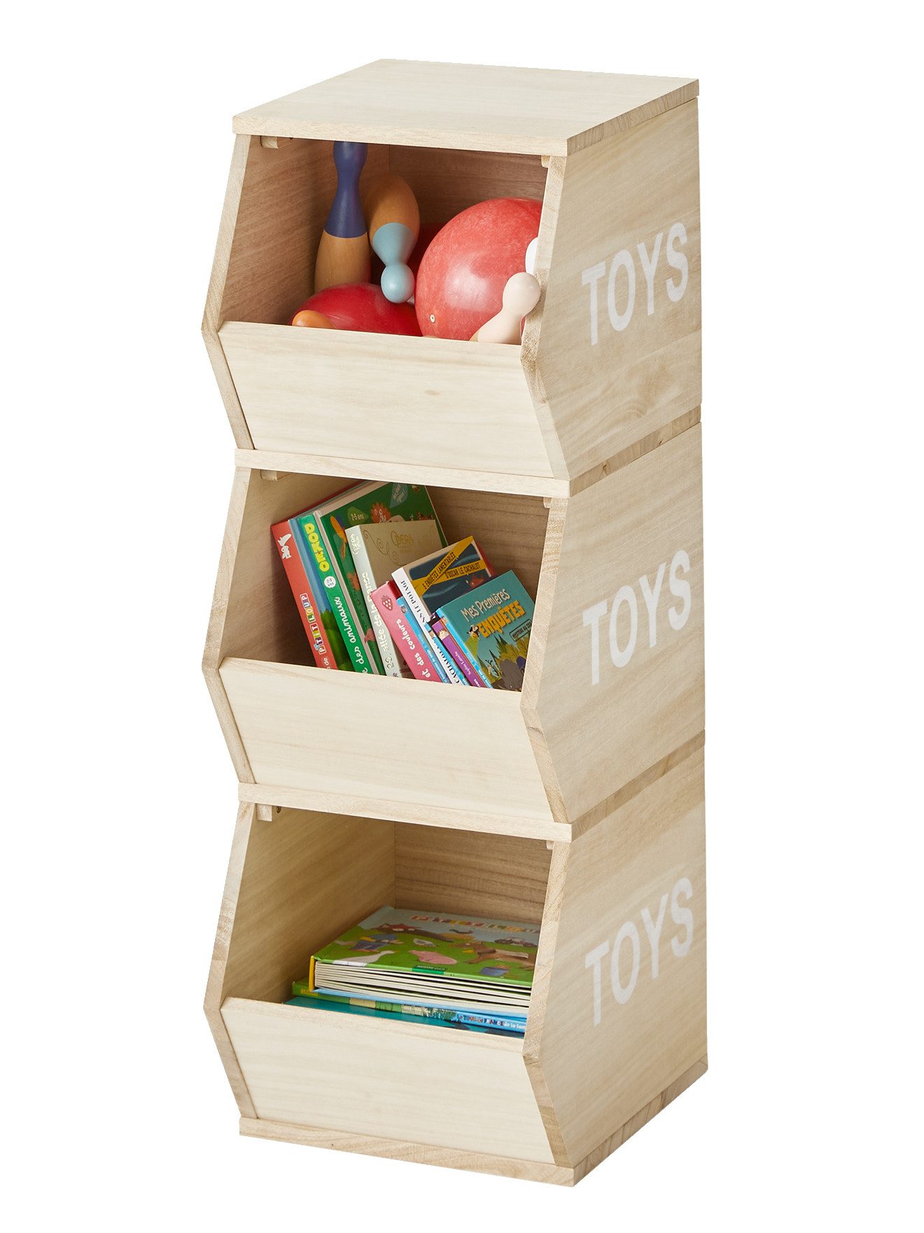 vertbaudet Bücherregal Kinderzimmer Regal TOYS, 3 vertikale Fächer