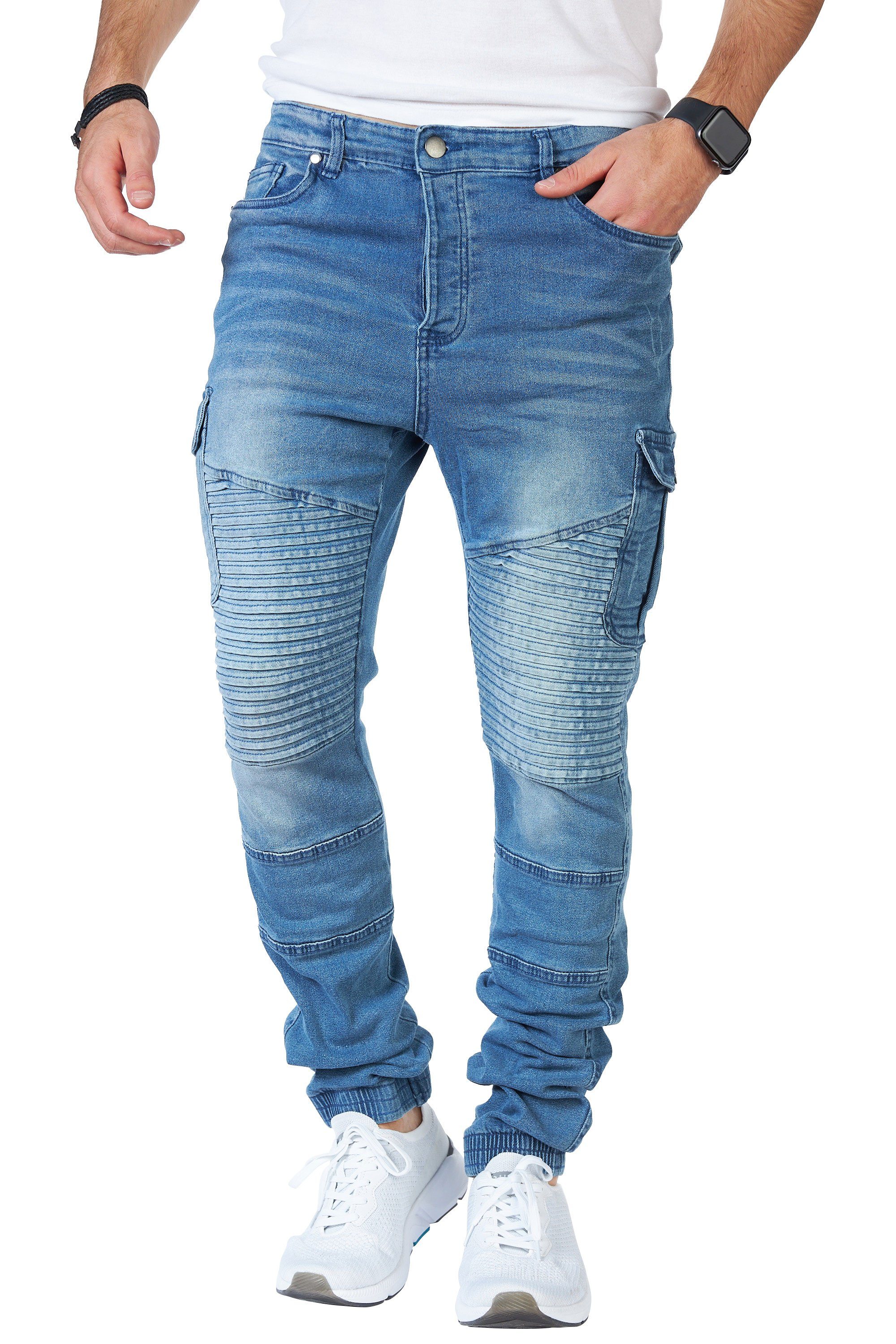 Styleko Cargohose 8014 Herren Cargohose Cargo Jeans Hose für Männer Jungen Regular Denim – Bild 5 von 5