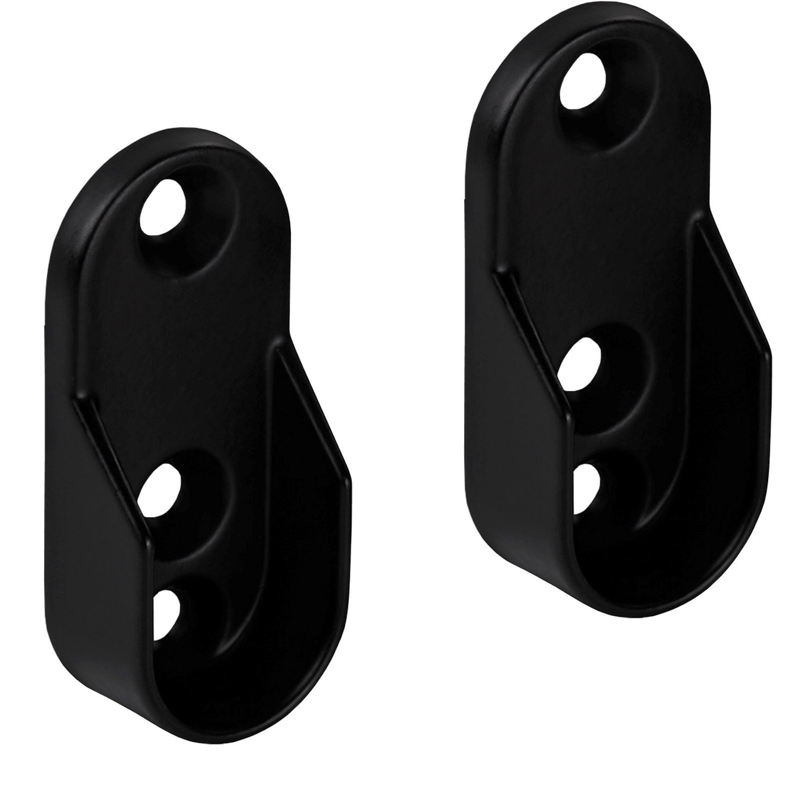 SO-TECH® Garderobenstange ovale Form, 30 x 15 mm, Stahl, schwarz beschichtet, (2 St), Schrankstangenlager 30 x 15 mm (Seitenmontage) schwarz