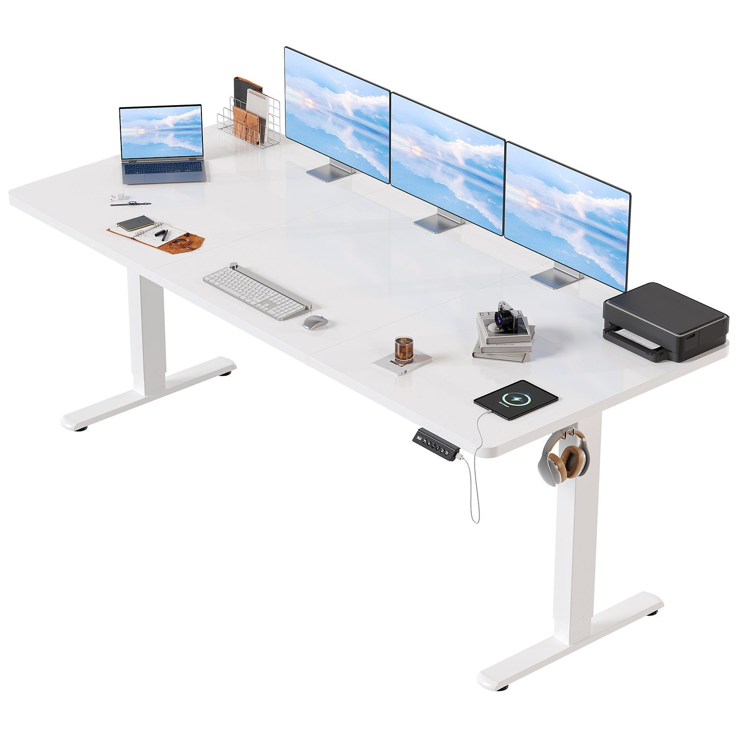 HOMALL Schreibtisch Schreibtisch Höhenverstellbarer mit Gedächtnis und Sitzerinnerung (2-lagige Hohenverstellung mit sitzender Erinnerungsfunktion und USB-Ladeanschluss)
