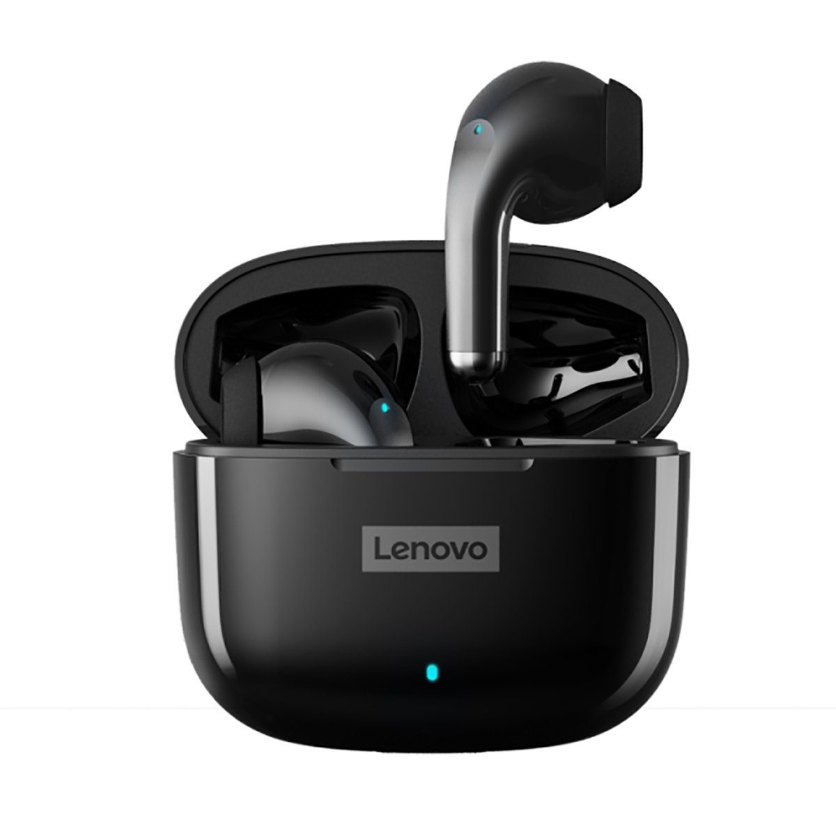 Lenovo LP40 Pro mit Touch-Steuerung Bluetooth-Kopfhörer (True Wireless, Siri, Google Assistant, Bluetooth 5.1, kabellos, Stereo Ohrhörer mit 250 mAh Наушники-Ladehülle - Schwarz)