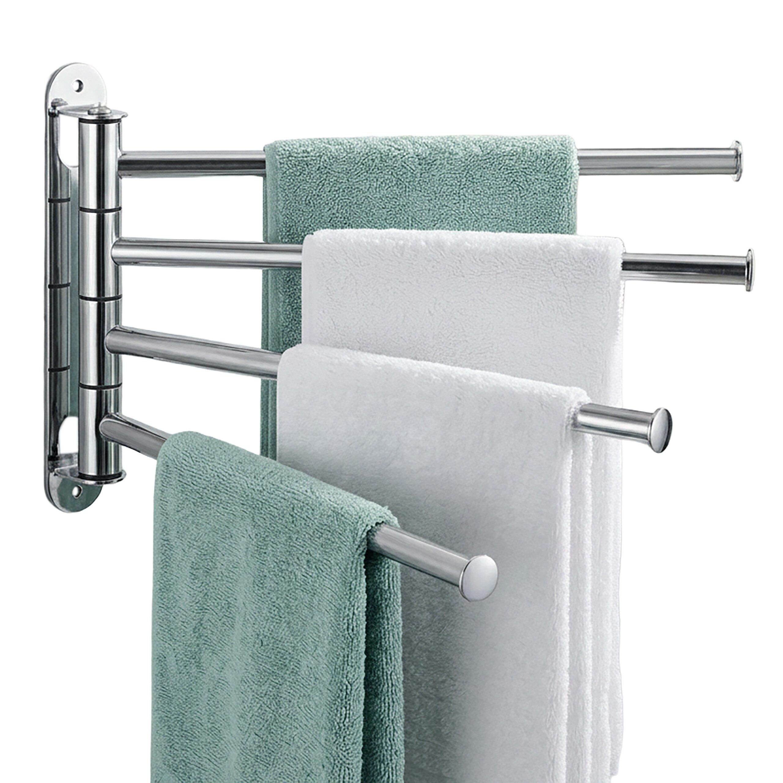 relaxdays Handtuchstange Wand-Handtuchhalter Edelstahl, 4 Stangen