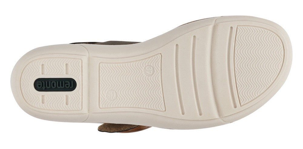 mit khaki-offwhite Sandale praktischem Remonte Klettverschluss