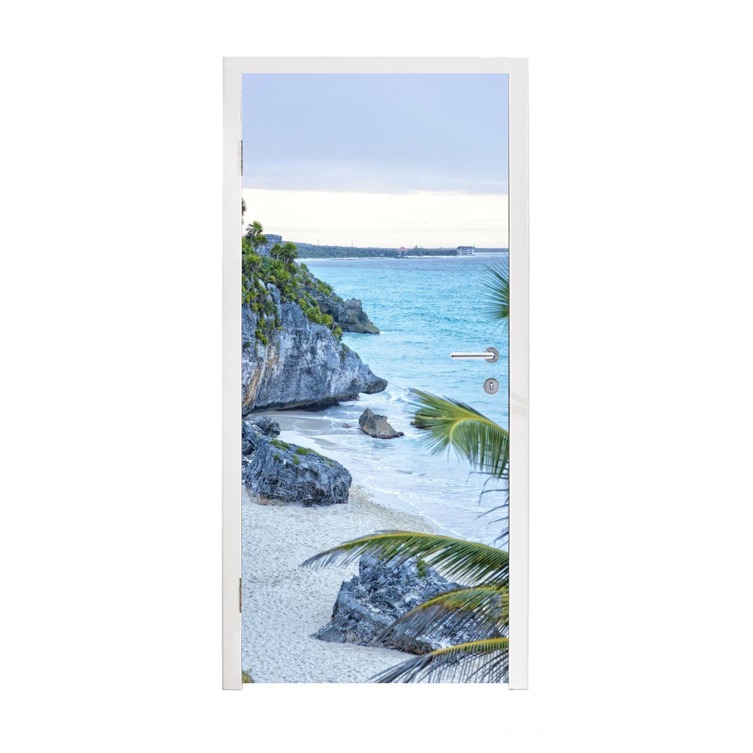 MuchoWow Türtapete Tulum, die alte Hafenstadt am Karibischen Meer in Mexiko, Matt, bedruckt, (1 St), Fototapete für Tür, Türaufkleber, 75x205 cm