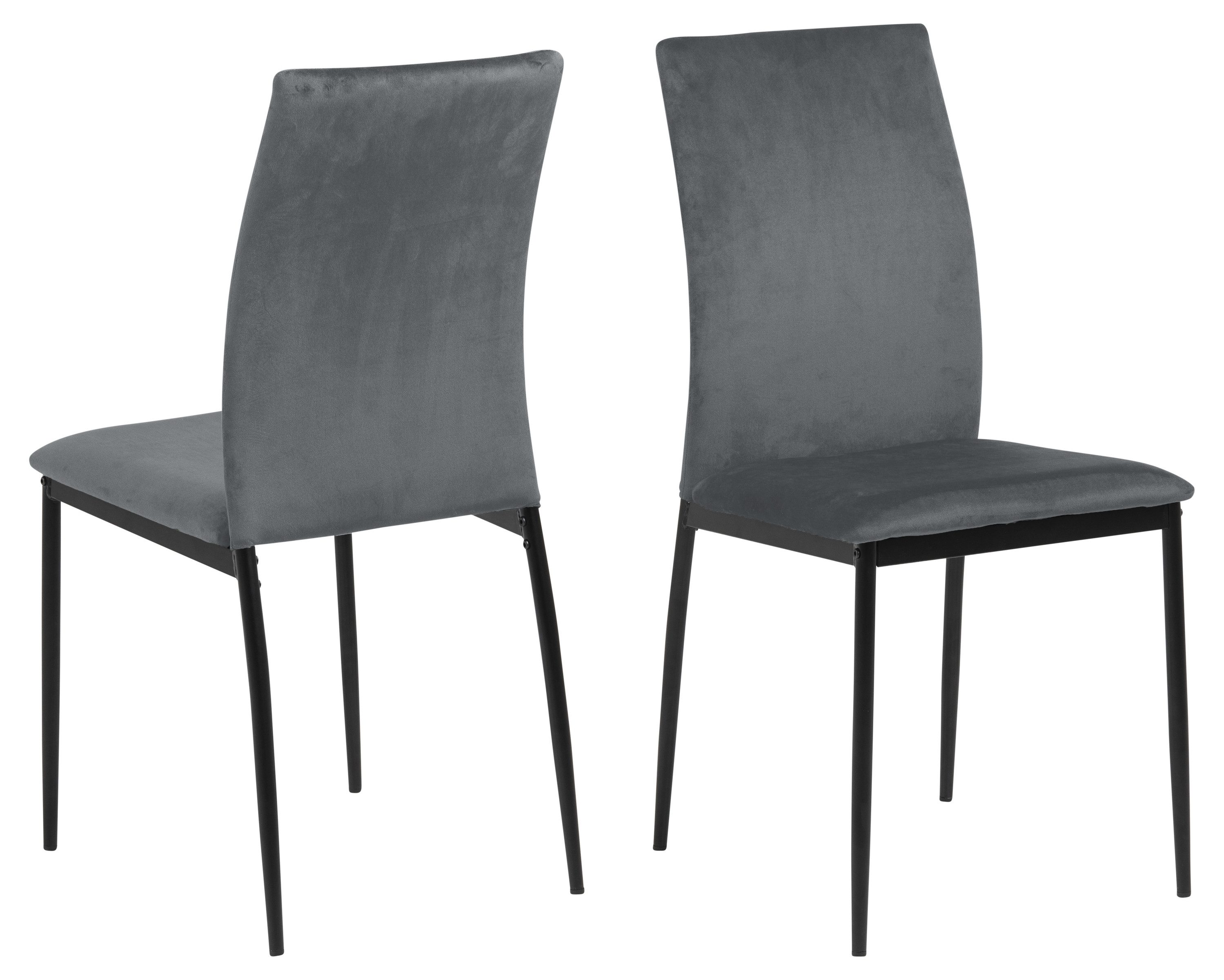 Polsterstuhl (4er-Set) in Grau, Polyester, Stahl - 43,5x92x53cm (BxHxT)