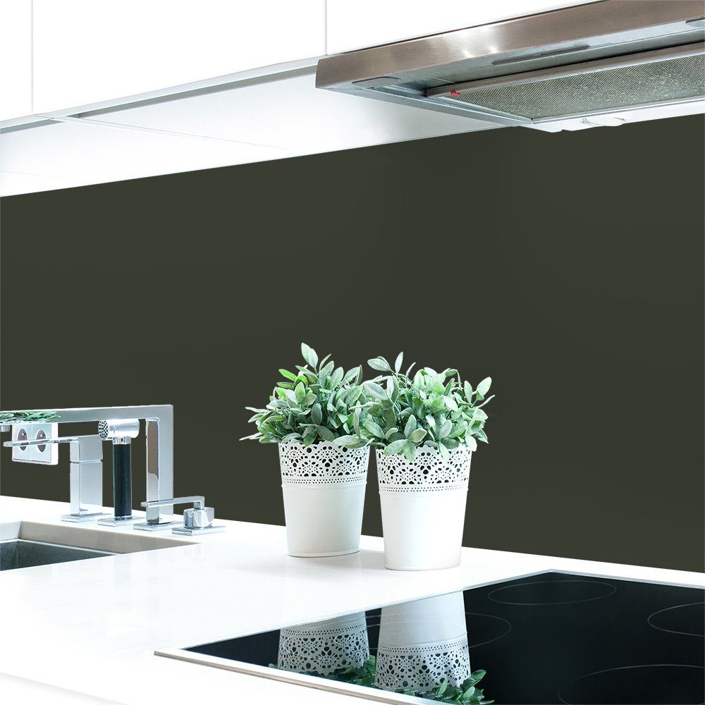 DRUCK-EXPERT Küchenrückwand Küchenrückwand Grüntöne Unifarben Premium Hart-PVC 0,4 mm selbstklebend Grauoliv ~ RAL 6006