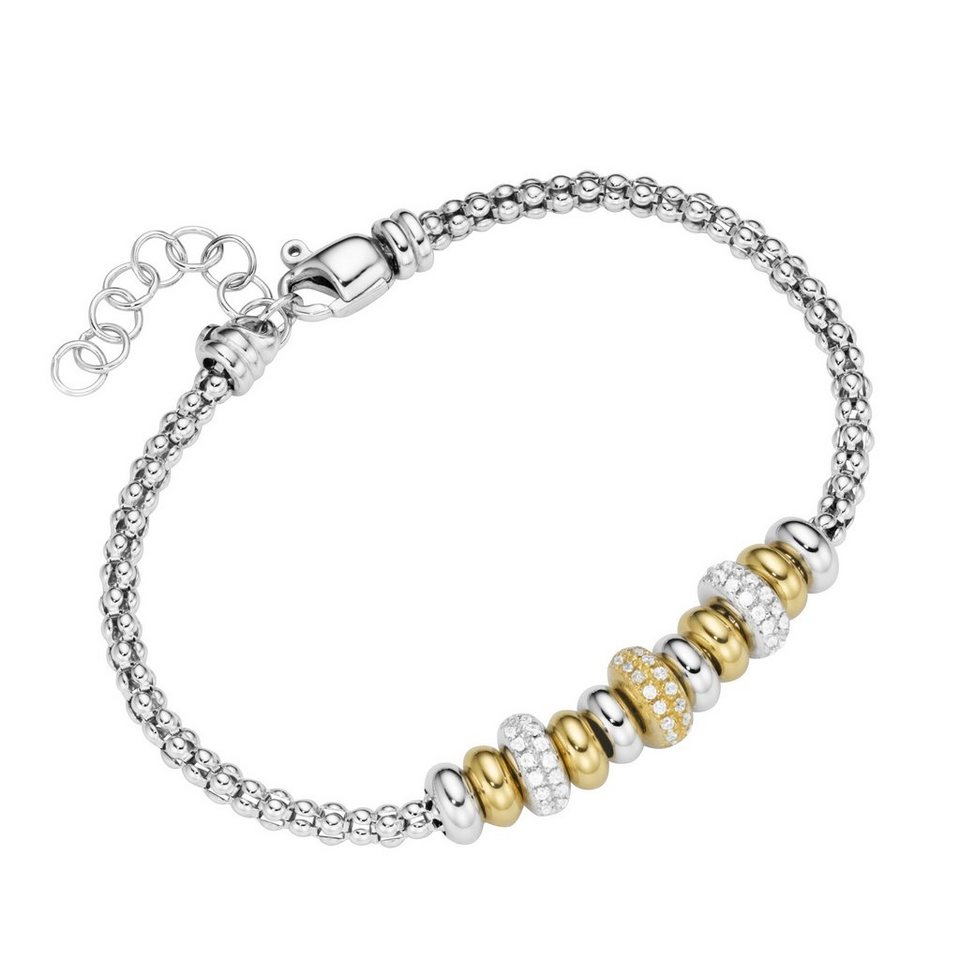 Smart Jewel Armband Himbeerkette, Rondelle, Zirkonia Steine, Silber 925