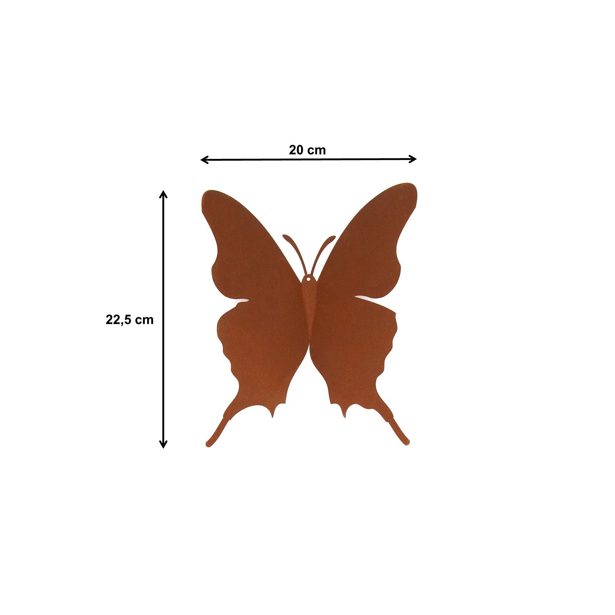 (3 St) Set UNUS Rost Dekofigur 3er Schmetterlinge GARDEN Deko