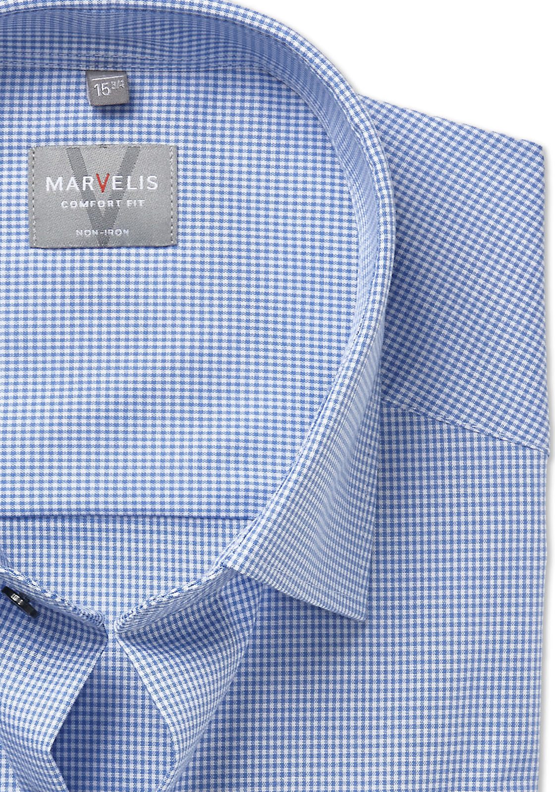 MARVELIS Langarmhemd comfort fit, kariert, New-Kentkragen, bügelfrei günstig online kaufen