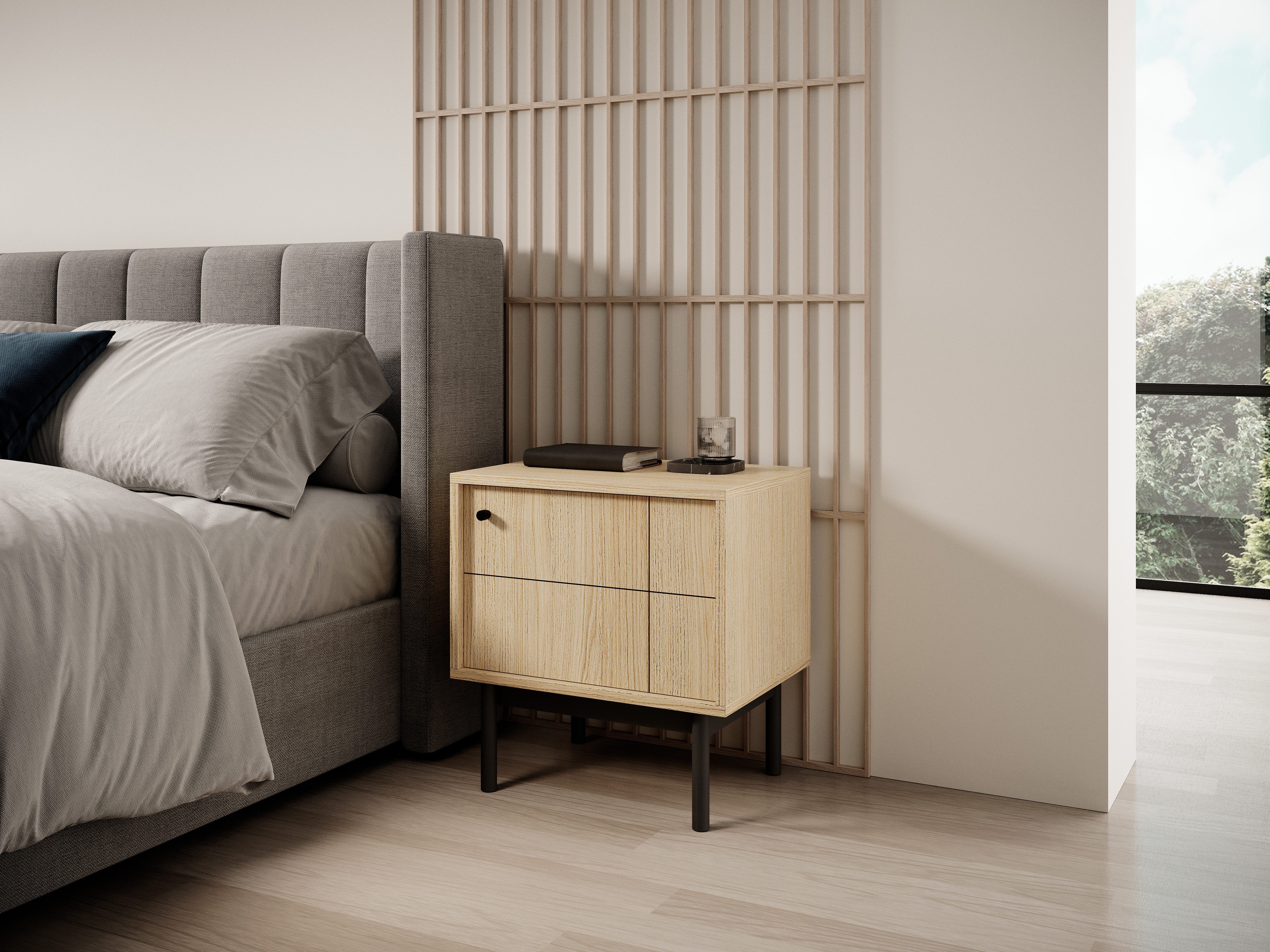 yourhouse24 Nachttisch JAPANDI Kaschmir/Linea Eiche günstig online kaufen