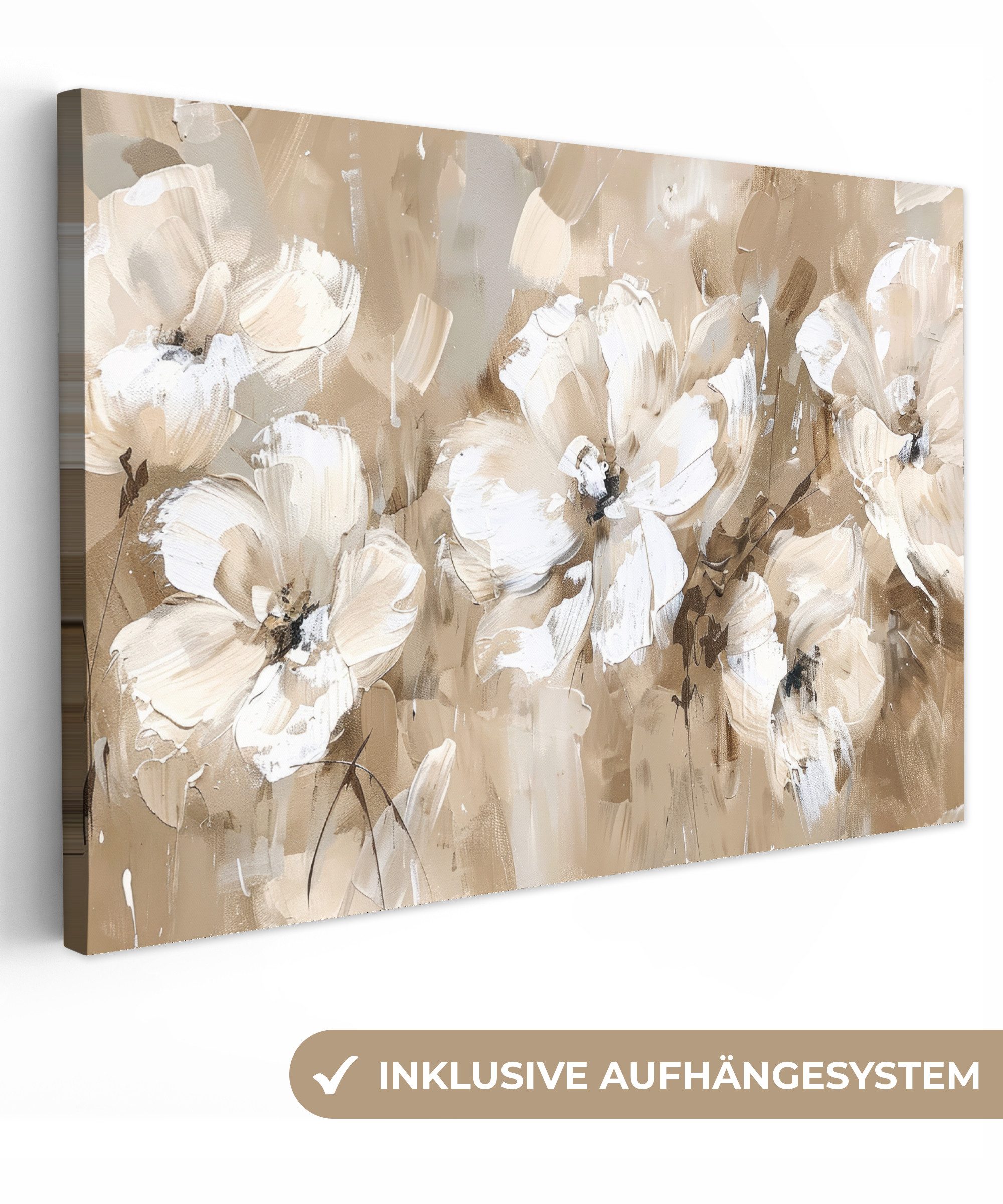OneMillionCanvasses® Leinwandbild Blumen - Beige - Abstrakt - Modern, Fotod günstig online kaufen