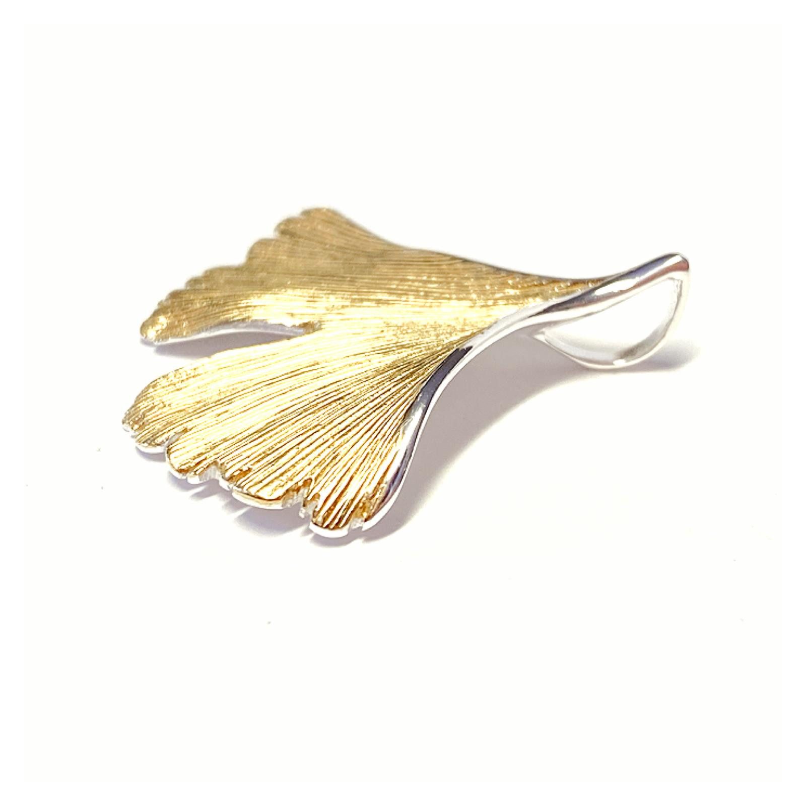 Edelschmiede925 Ohrstecker-Set bicolor Ginko Anhänger in 925 Silber vergoldet