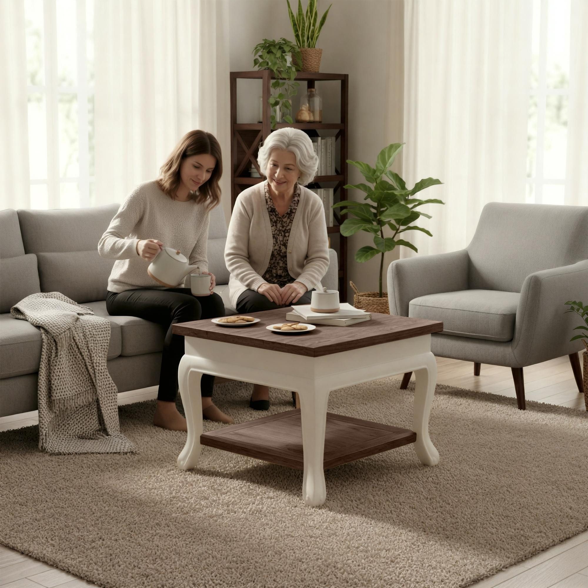 CLP Couchtisch Thordis (1er), massives Mindiholz, 2 Ebenen