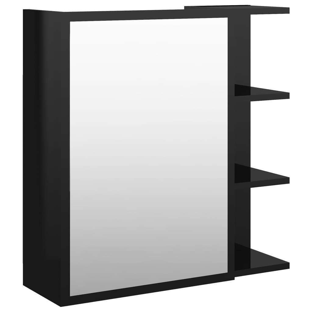 vidaXL Badezimmerspiegelschrank Bad-Spiegelschrank Hochglanz-Schwarz 62,5×20,5×64 cm (1-St)