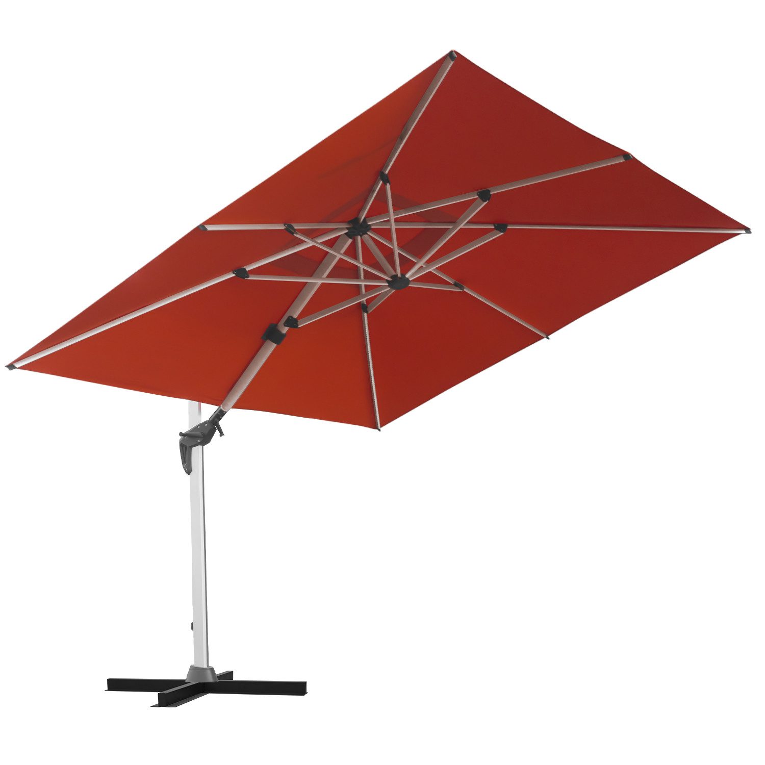 anndora-sonnenschirm Ampelschirm aus Aluminium Marktschirm mit Kurbelmechanik, LxB: 400,00x300,00 cm, Winddach - 360° drehbar - witterungsbeständiger Stoff