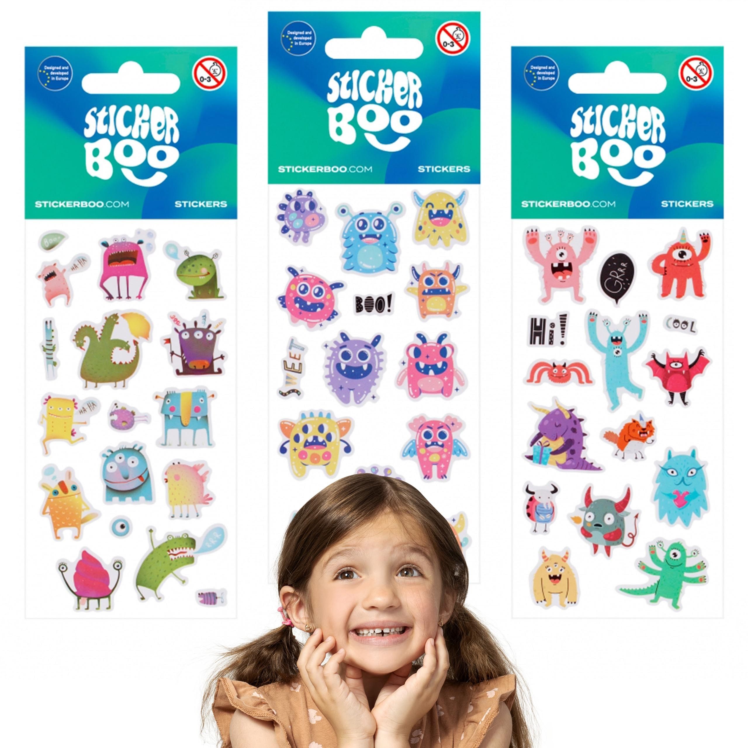 Sarcia.eu Stickerbuch Sticker-Set für Kinder, bunte Monster