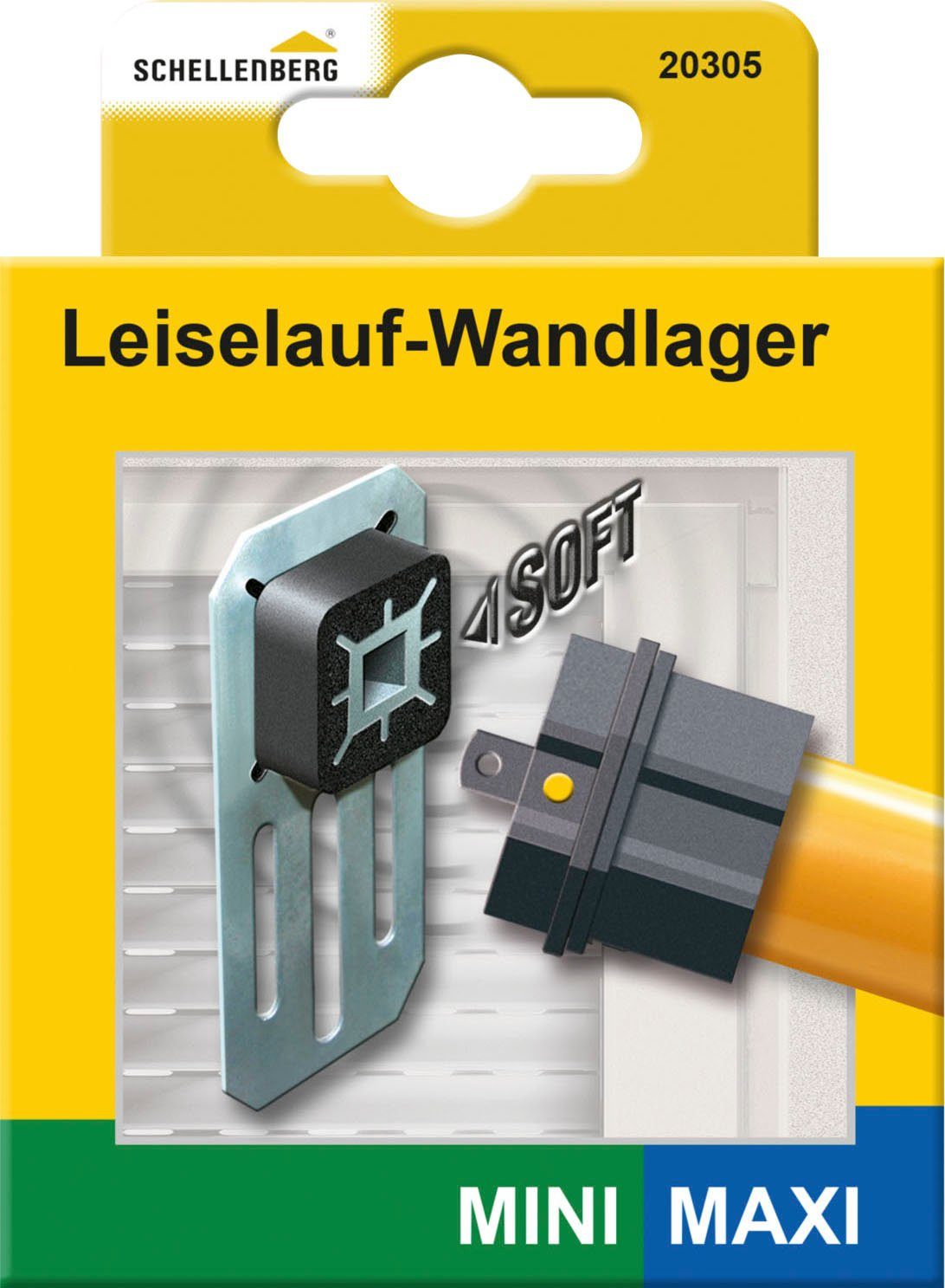 SCHELLENBERG Wandlager Mini und Maxi System, Leiselauf-Wandlager-Set für Rollläden (Set, 1-St), geräuscharmes Lager für motorisierte Rollläden