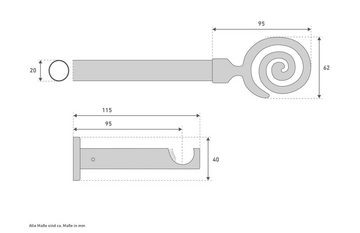 Vorhangstange Espiral, Good Life, Ø 20 mm, 1-läufig, Fixmaß, mit Bohren, verschraubt, Metall