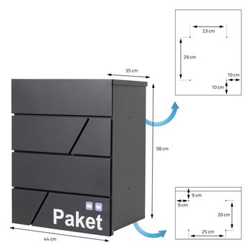 ML-DESIGN Paketbriefkasten Paketbriefkasten 44x35x58 cm Anthrazit aus verzinktem Stahl ML-Design