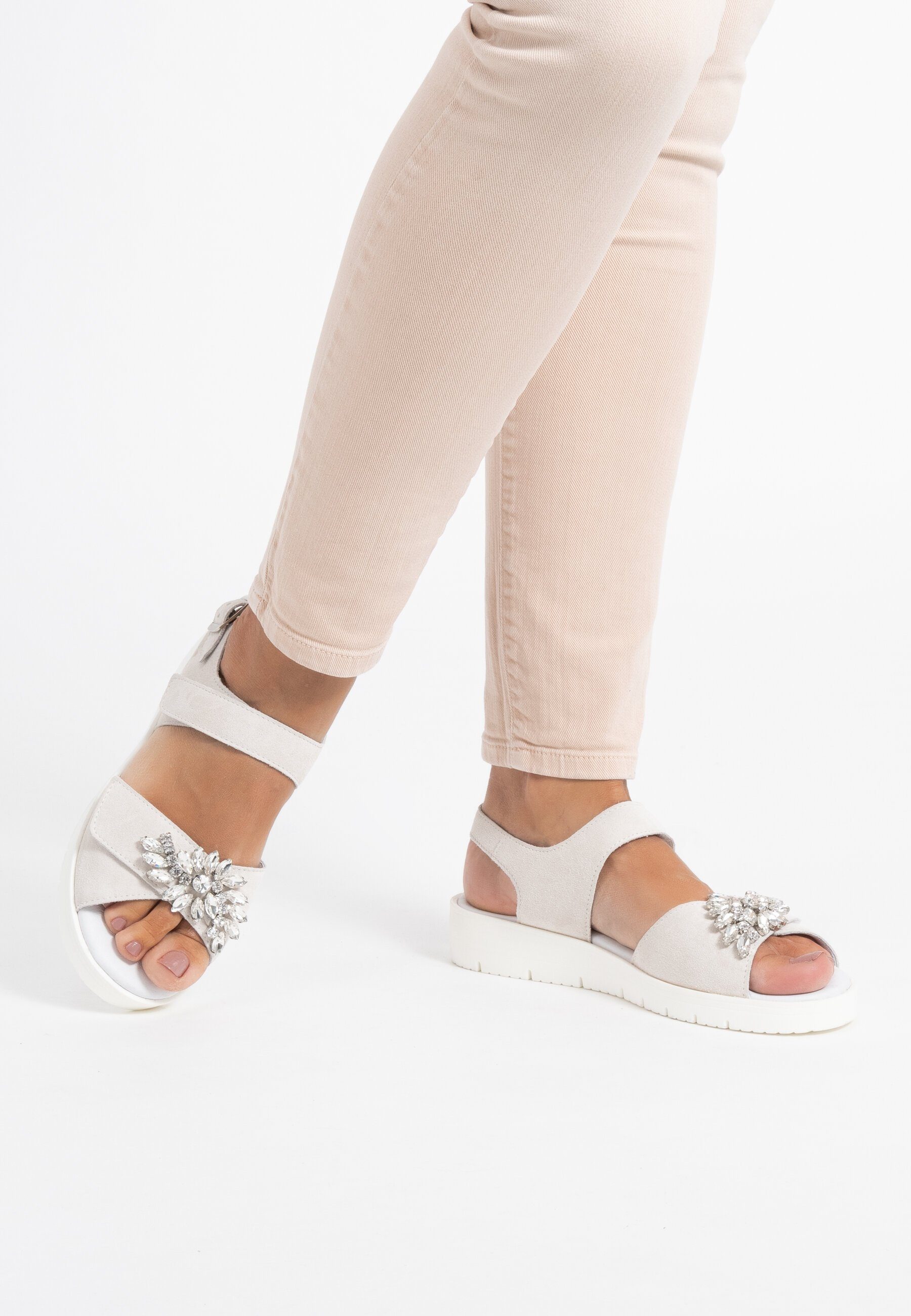 Damenschuhe Sandale weiß Sandale vitaform Veloursleder