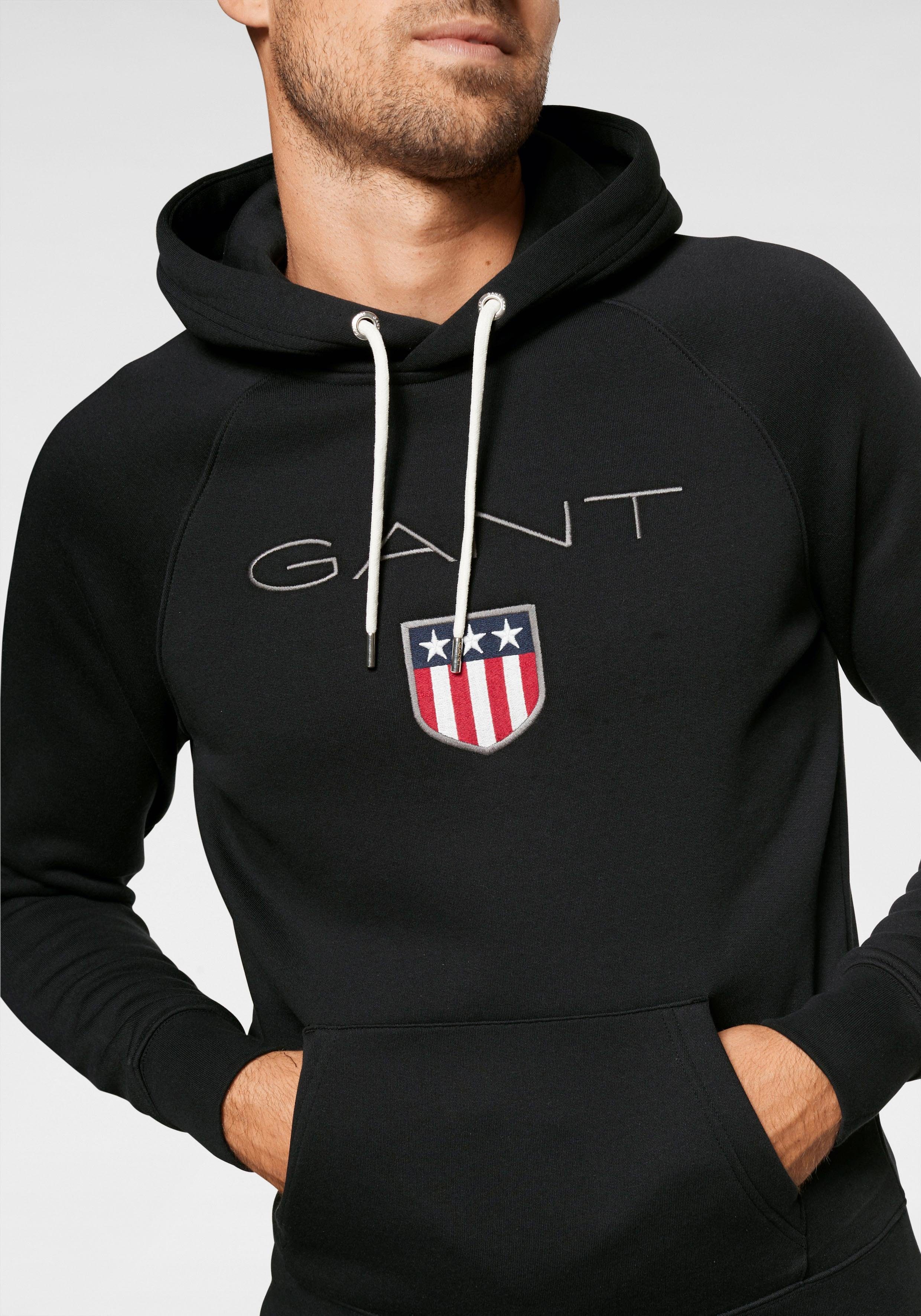 Gant Kapuzensweatshirt Shield Sweat Hoodie Gant-Stickerei black plakative