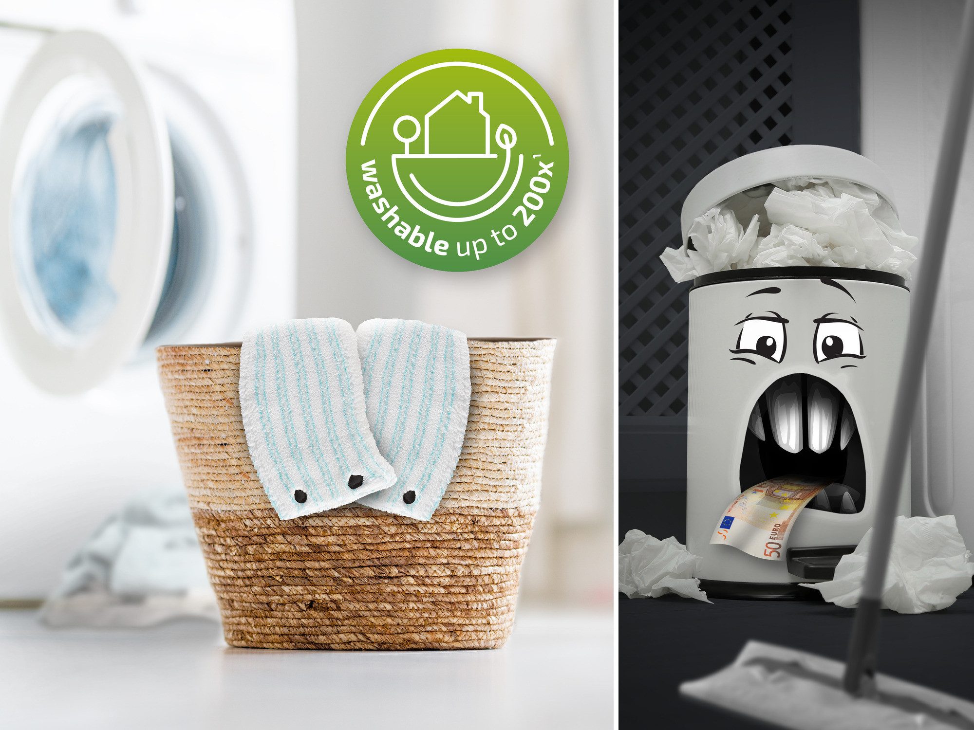 Leifheit Bundle Wischbezug CLEAN TWIST XL/Combi XL micro duo (2er Set) Wischbezug (Mikrofaser, 14.0x49.5 cm, 2-tlg., Waschbar bei 60°C, Wischbreite 42cm, für al – Bild 4 von 5