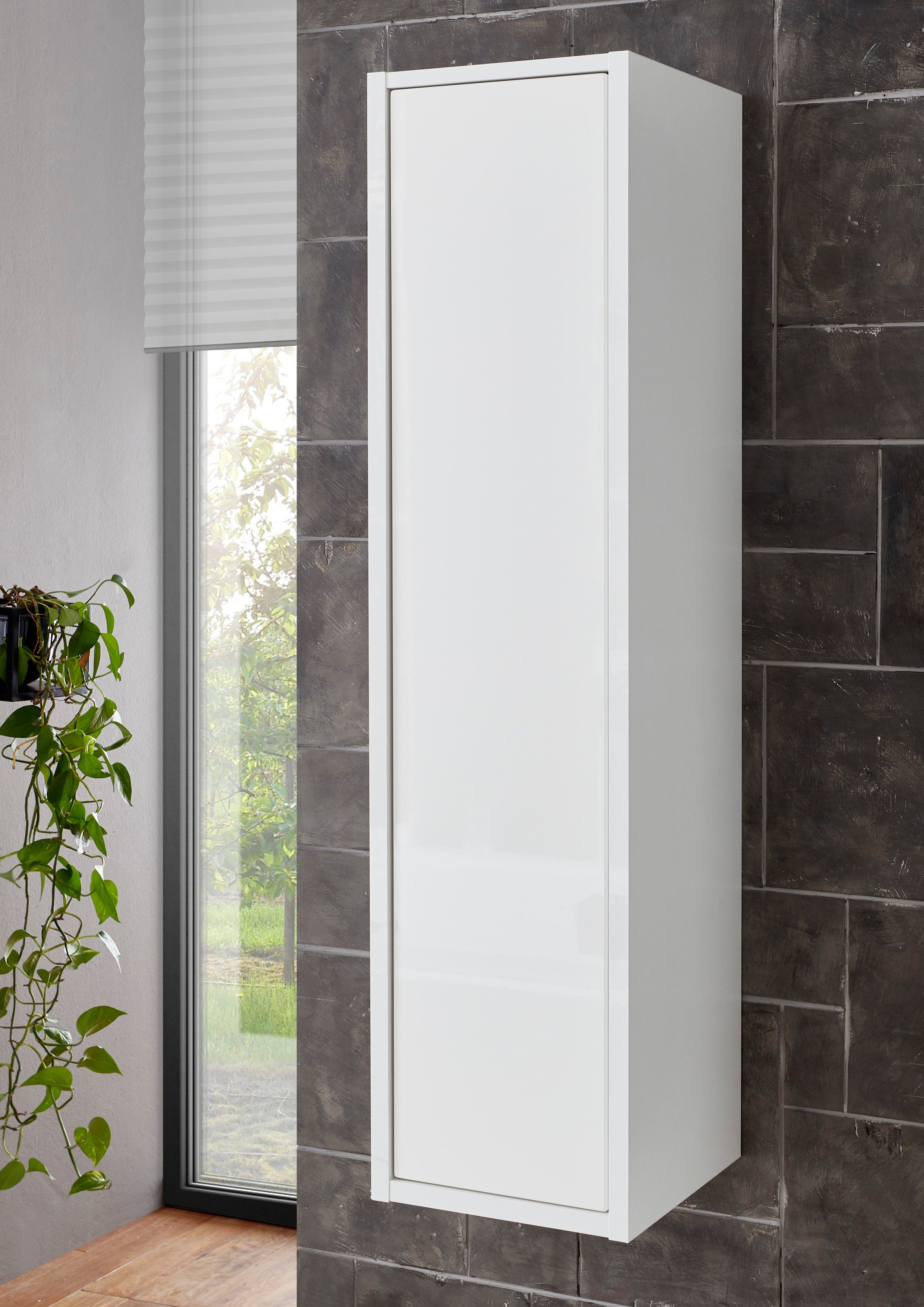 Home affaire Stauraumschrank Studio Line, Badschrank in Hochglanz Weiß, im modernen Design ausreichend Stauraum