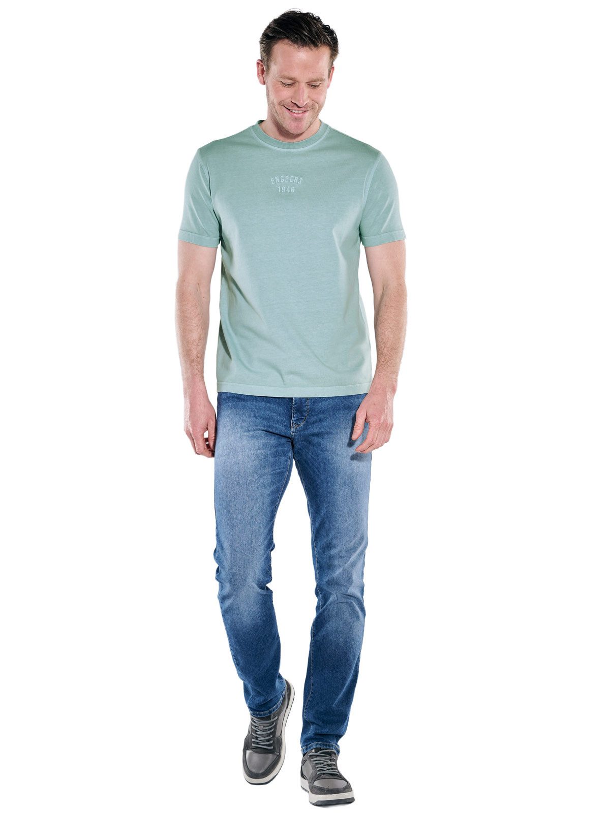 Engbers T-Shirt Herren Rundhals T-Shirt, Mittelblau