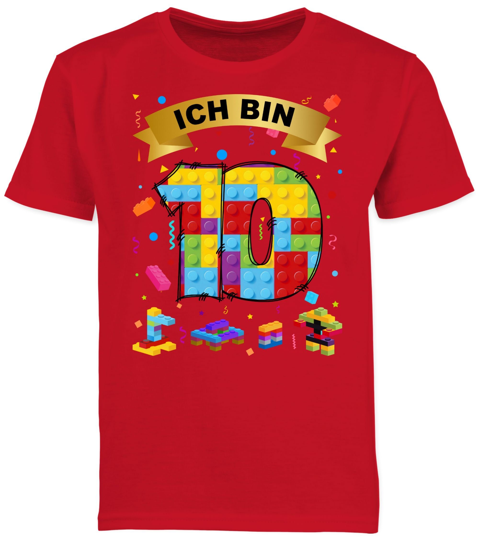10. T-Shirt Ich 10 bin Rot Shirtracer 02 Geburtstag Bausteine