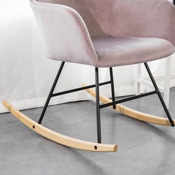 SoBuy Schaukelstuhl FST68, Schaukelsessel Relax Stuhl Sessel aus Samt und Buche Belastbarkeit: 150kg