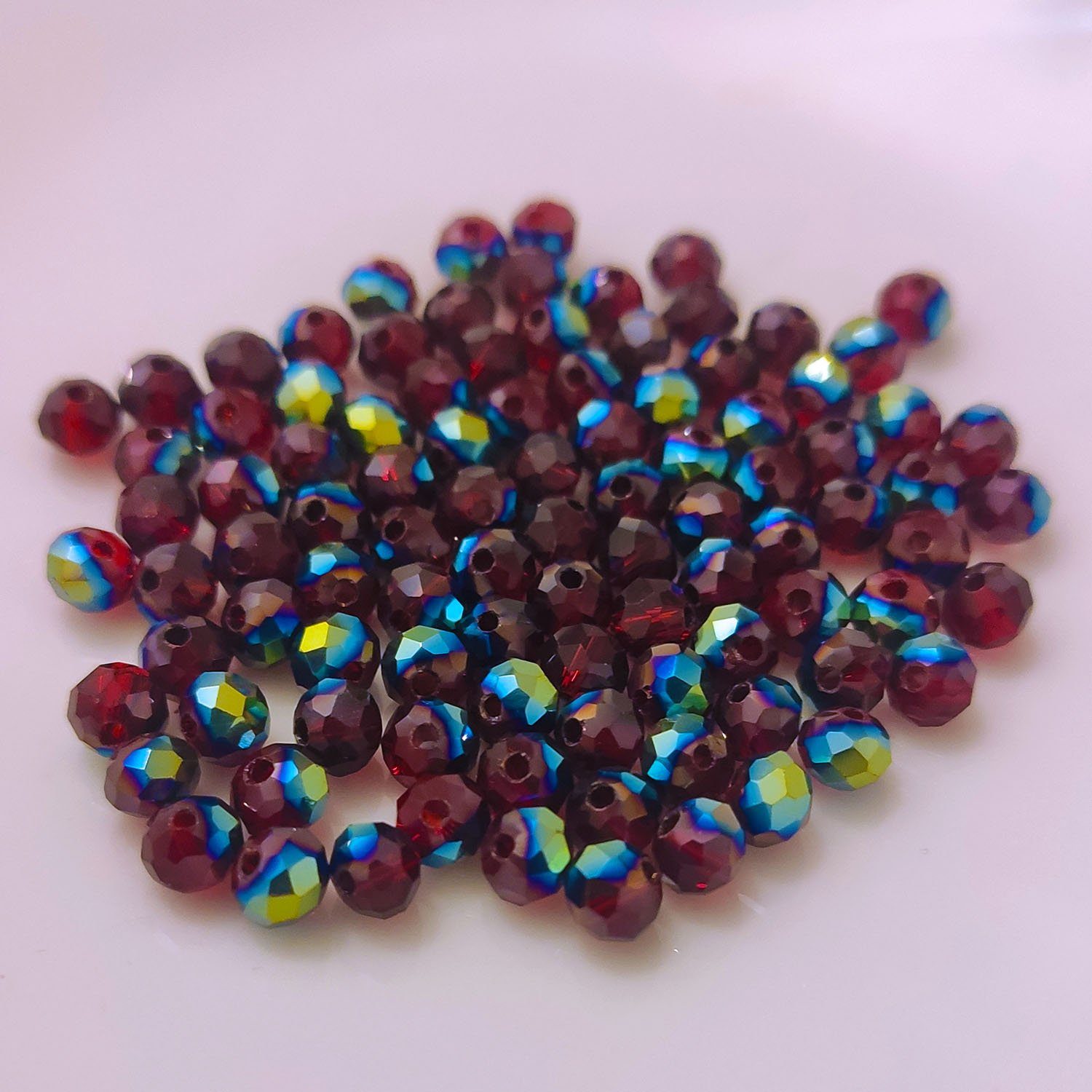 Kopper-24 Крафтовий бісер Glasperlen - Typ 'Facettiert' - 160 Stück - 3 mm - Bunt - Rot, Blau Gr