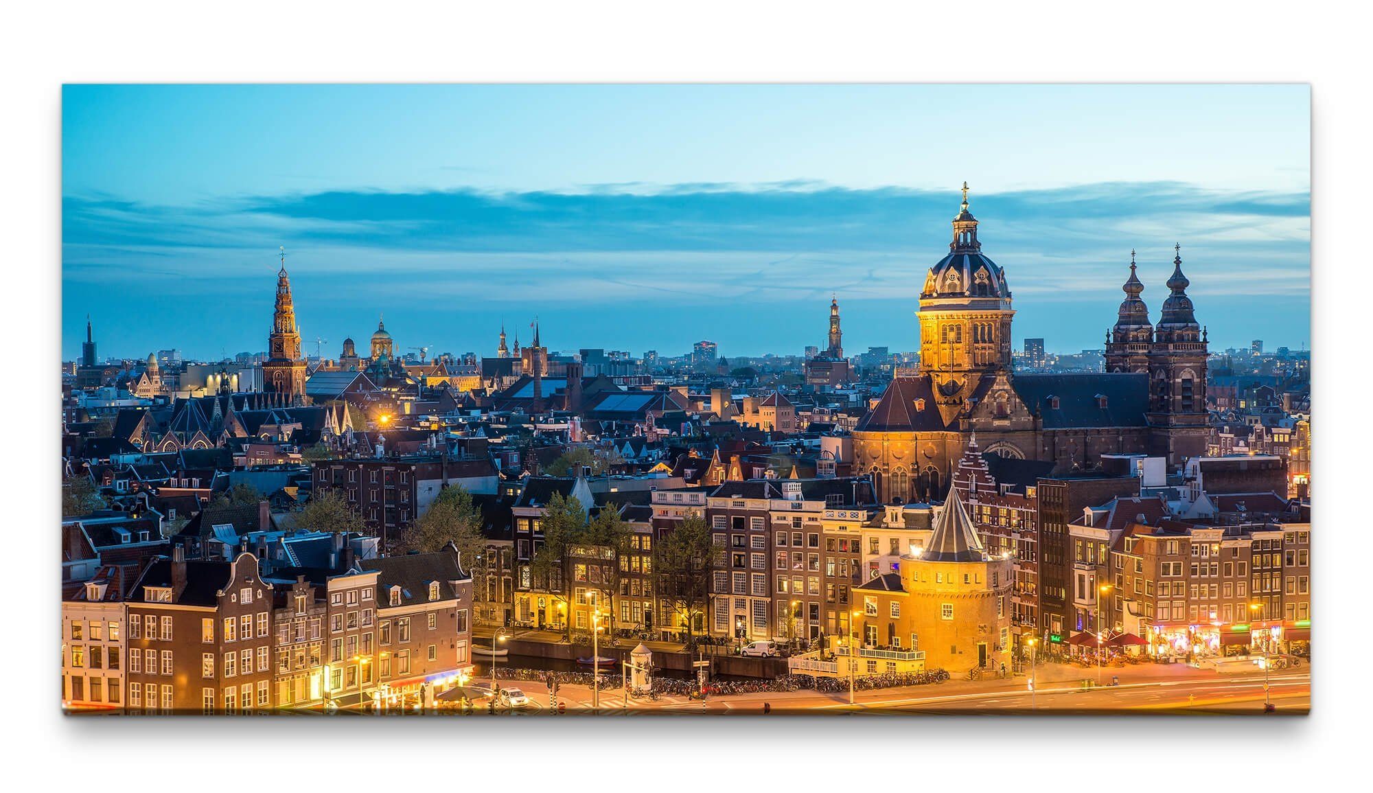 möbel-direkt.de Leinwandbild Bilder XXL Old Amsterdam 50x100cm Wandbild auf Leinwand