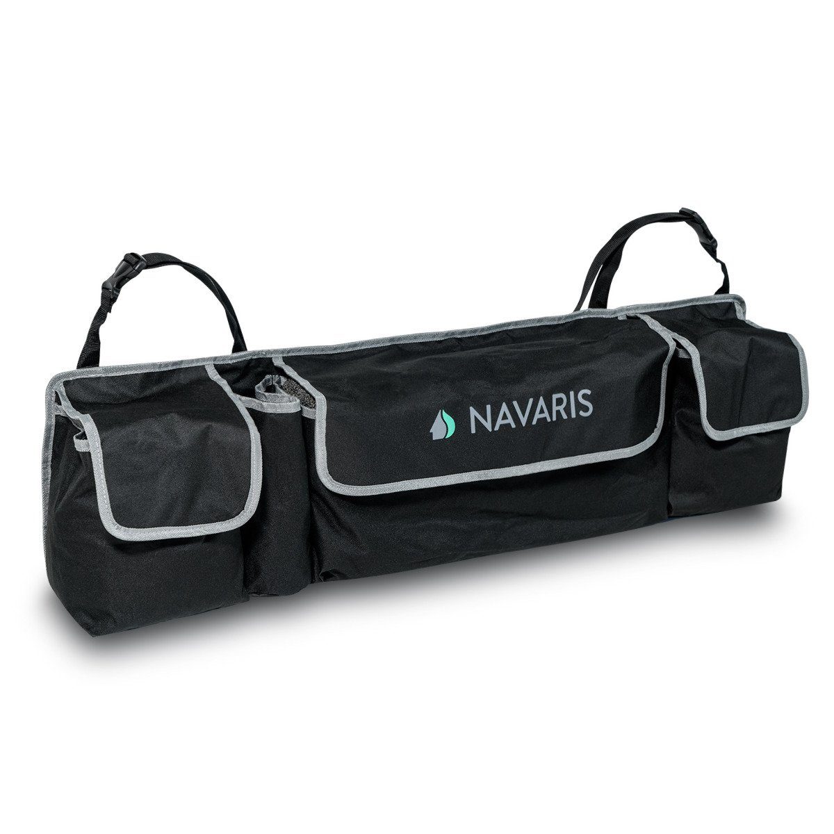 Rücksitzorganizer Tasche Kofferraum Fächer, 4 verstellbare Organizer Navaris Auto - Gurte