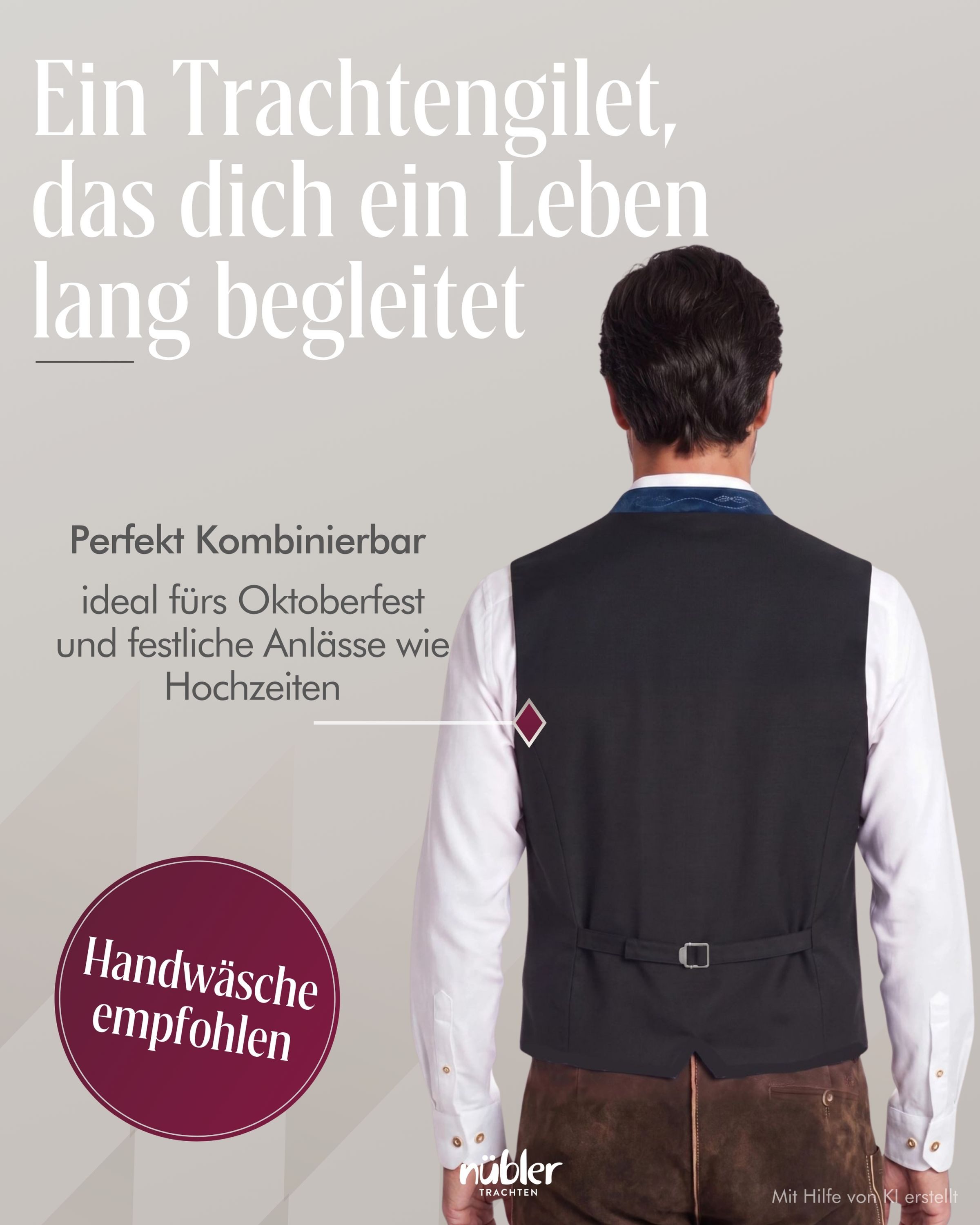 Nübler Trachtenweste Trachtenweste Konrad in Kornblume von Nübler – Bild 3 von 5