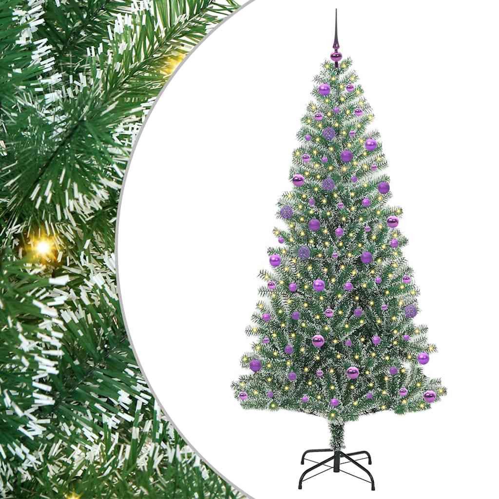 vidaXL Christbaumschmuck Künstlicher Weihnachtsbaum beschneit mit LED Licht 210 cm (1-tlg)